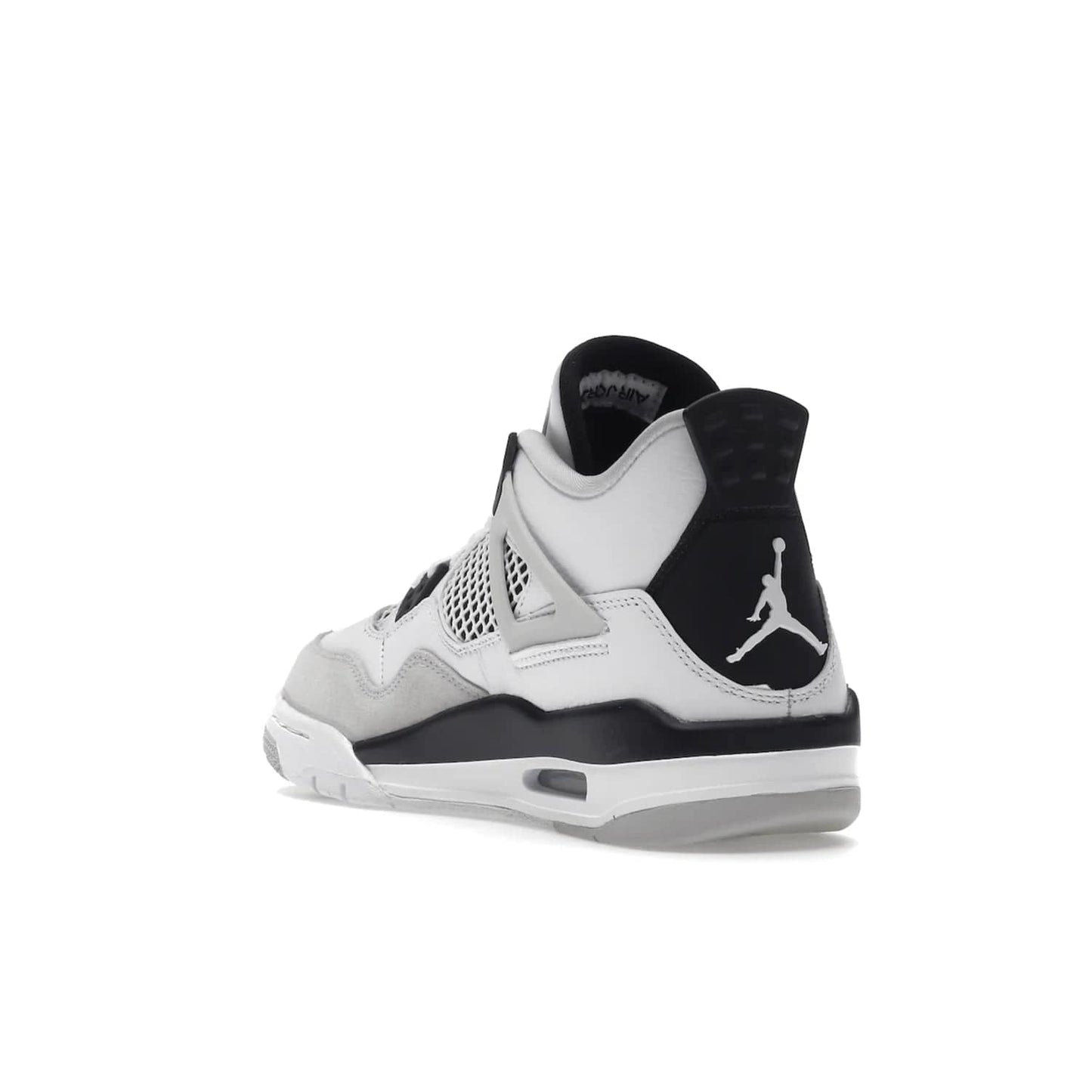 Jordan 4 Retro Military Black (GS) - Image 25 - Only at www.BallersClubKickz.com - A must-have for grade schoolers, the Air Jordan 4 Retro Military Black (GS) offers classic style with plenty of breathable support. Featuring a white sole and base with suede and leather overlays in subtle black and grey tones, the shoes are perfect for active pursuits and everyday comfort. Get an instant classic today!