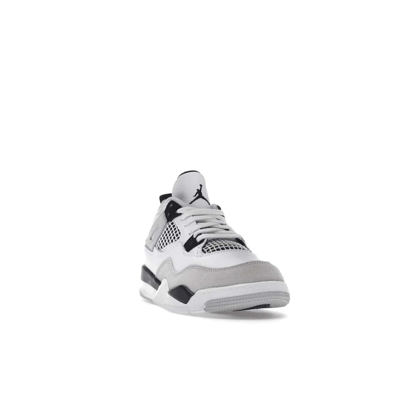 Jordan 4 Retro Military Black (PS) - Image 8 - Only at www.BallersClubKickz.com - Iconic Air Jordan 4 Retro Military Black PS with classic White, Black and Neutral Grey color palette. Mesh panels, adjustable lacing and rubber outsole. Releasing on 21st May 2022 - must-have for any sneaker collection.