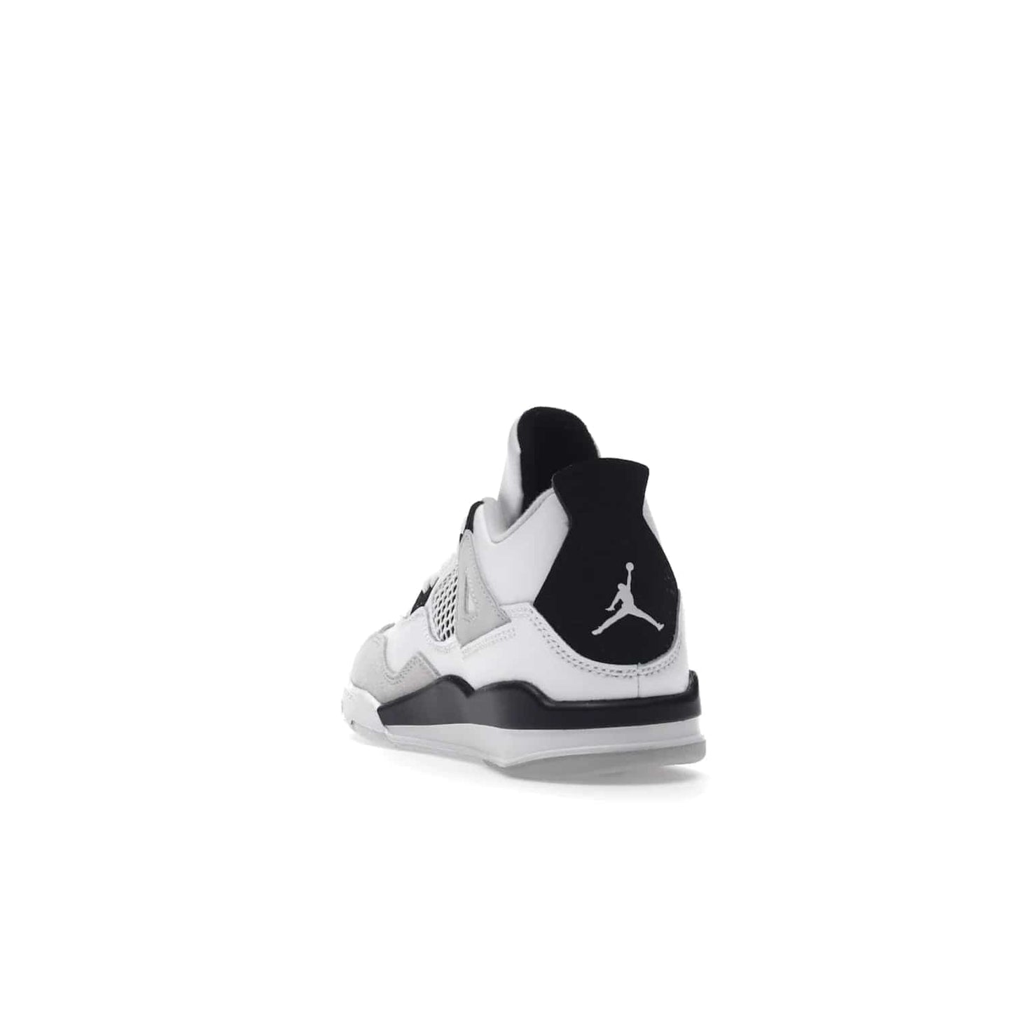 Jordan 4 Retro Military Black (PS) - Image 26 - Only at www.BallersClubKickz.com - Iconic Air Jordan 4 Retro Military Black PS with classic White, Black and Neutral Grey color palette. Mesh panels, adjustable lacing and rubber outsole. Releasing on 21st May 2022 - must-have for any sneaker collection.