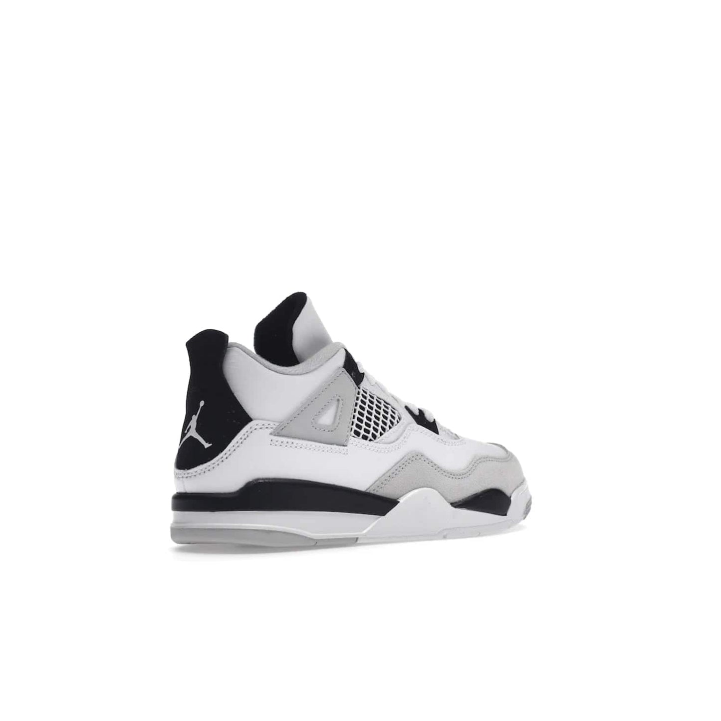 Jordan 4 Retro Military Black (PS) - Image 33 - Only at www.BallersClubKickz.com - Iconic Air Jordan 4 Retro Military Black PS with classic White, Black and Neutral Grey color palette. Mesh panels, adjustable lacing and rubber outsole. Releasing on 21st May 2022 - must-have for any sneaker collection.