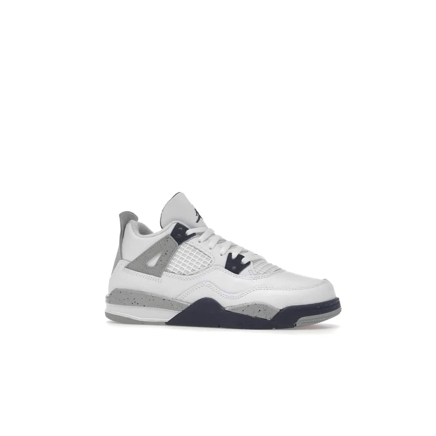 Jordan 4 Retro Midnight Navy (PS) - Image 3 - Only at www.BallersClubKickz.com - Get freshened up for the start of the year with the Air Jordan 4 Retro Midnight Navy PS. Boasting iconic 1989 styling with updated features, including white tumbled leather overlays, a foam midsole, and a rubber outsole. Look your best and order by October 29th, 2022.