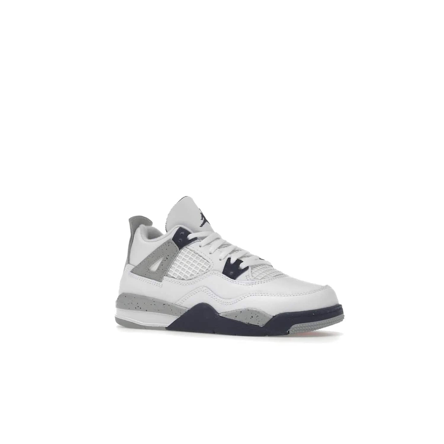 Jordan 4 Retro Midnight Navy (PS) - Image 4 - Only at www.BallersClubKickz.com - Get freshened up for the start of the year with the Air Jordan 4 Retro Midnight Navy PS. Boasting iconic 1989 styling with updated features, including white tumbled leather overlays, a foam midsole, and a rubber outsole. Look your best and order by October 29th, 2022.