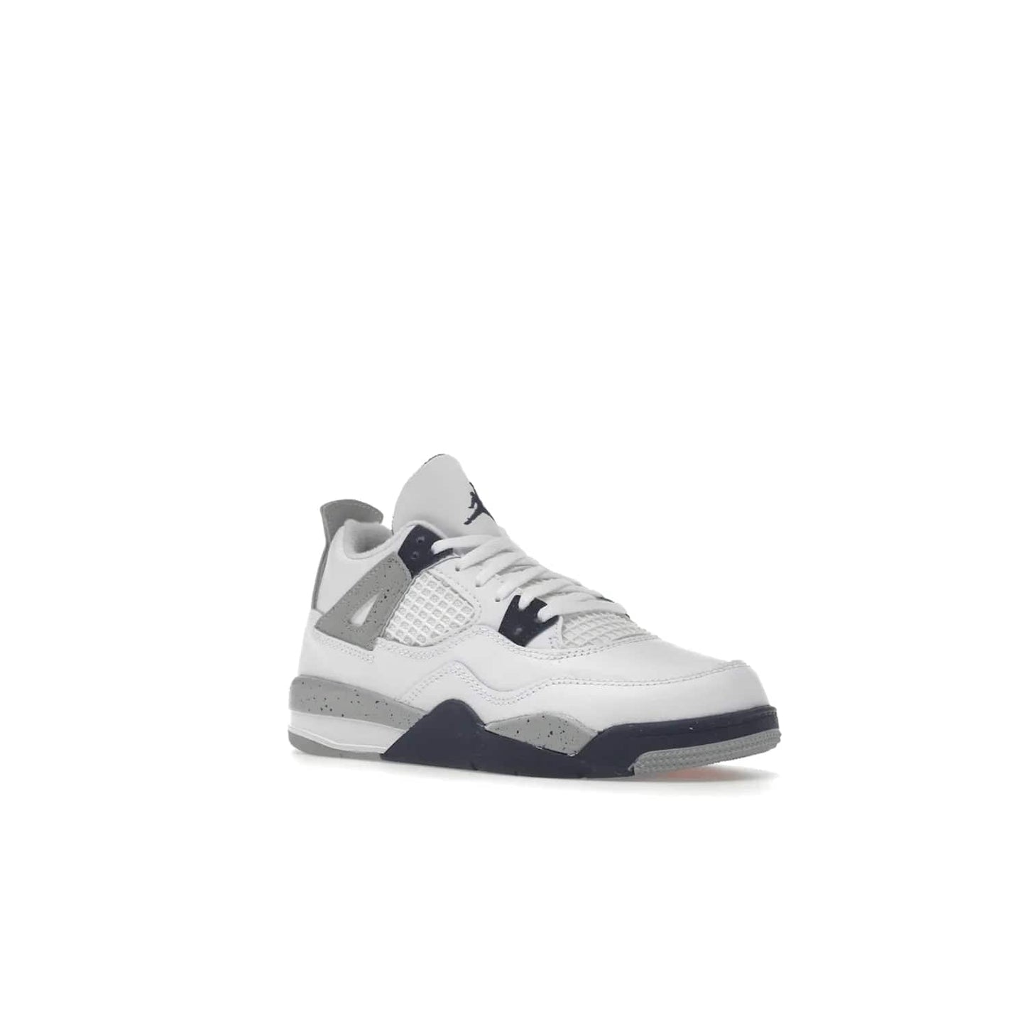 Jordan 4 Retro Midnight Navy (PS) - Image 5 - Only at www.BallersClubKickz.com - Get freshened up for the start of the year with the Air Jordan 4 Retro Midnight Navy PS. Boasting iconic 1989 styling with updated features, including white tumbled leather overlays, a foam midsole, and a rubber outsole. Look your best and order by October 29th, 2022.