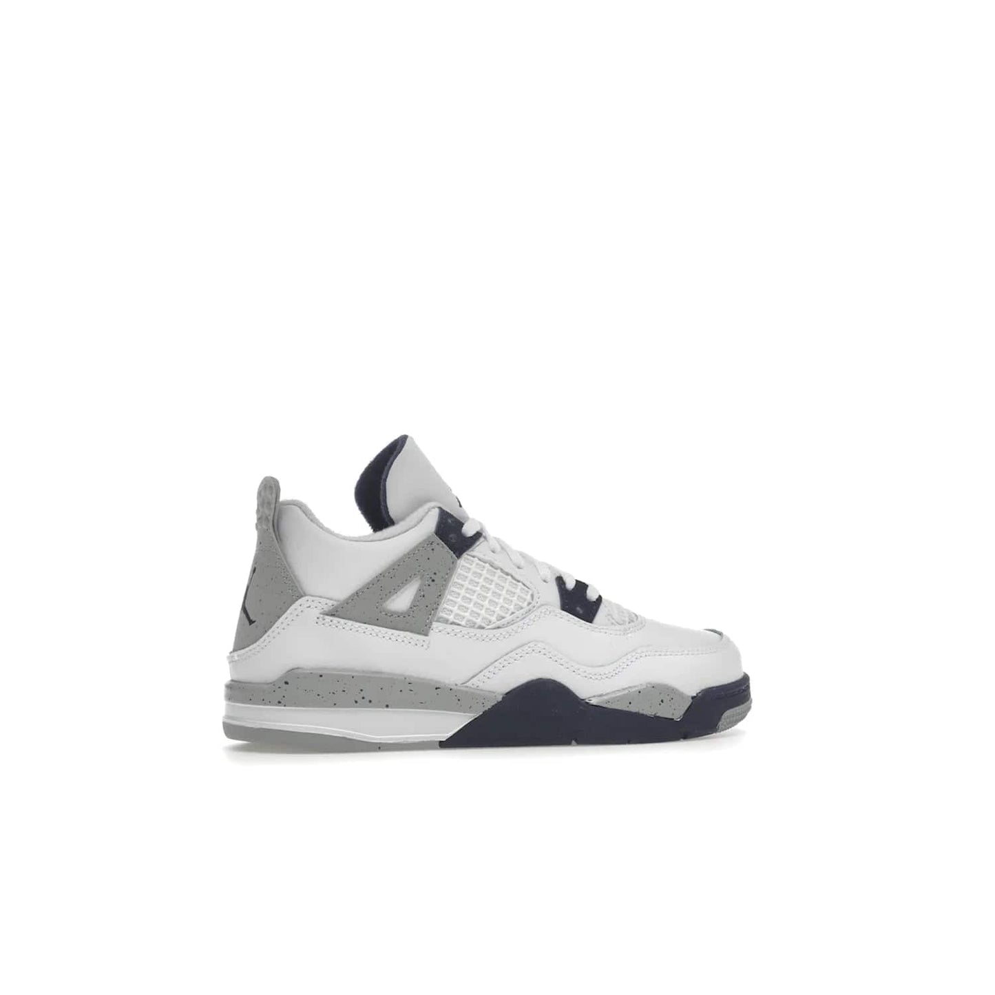 Jordan 4 Retro Midnight Navy (PS) - Image 35 - Only at www.BallersClubKickz.com - Get freshened up for the start of the year with the Air Jordan 4 Retro Midnight Navy PS. Boasting iconic 1989 styling with updated features, including white tumbled leather overlays, a foam midsole, and a rubber outsole. Look your best and order by October 29th, 2022.