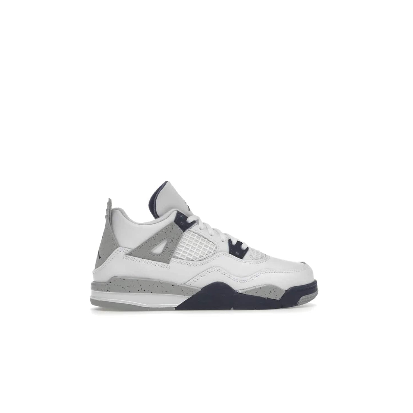 Jordan 4 Retro Midnight Navy (PS) - Image 36 - Only at www.BallersClubKickz.com - Get freshened up for the start of the year with the Air Jordan 4 Retro Midnight Navy PS. Boasting iconic 1989 styling with updated features, including white tumbled leather overlays, a foam midsole, and a rubber outsole. Look your best and order by October 29th, 2022.