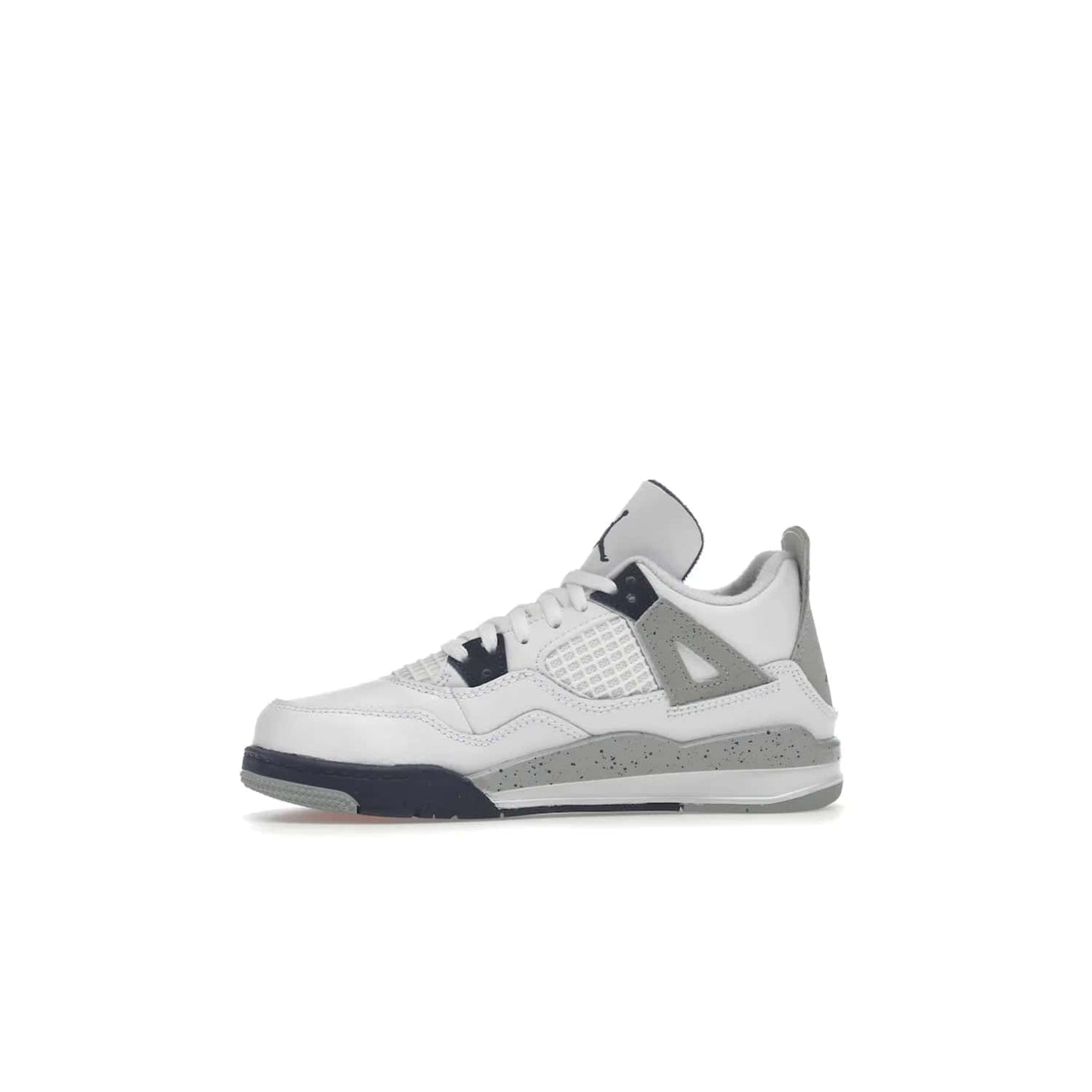 Jordan 4 Retro Midnight Navy (PS) - Image 18 - Only at www.BallersClubKickz.com - Get freshened up for the start of the year with the Air Jordan 4 Retro Midnight Navy PS. Boasting iconic 1989 styling with updated features, including white tumbled leather overlays, a foam midsole, and a rubber outsole. Look your best and order by October 29th, 2022.