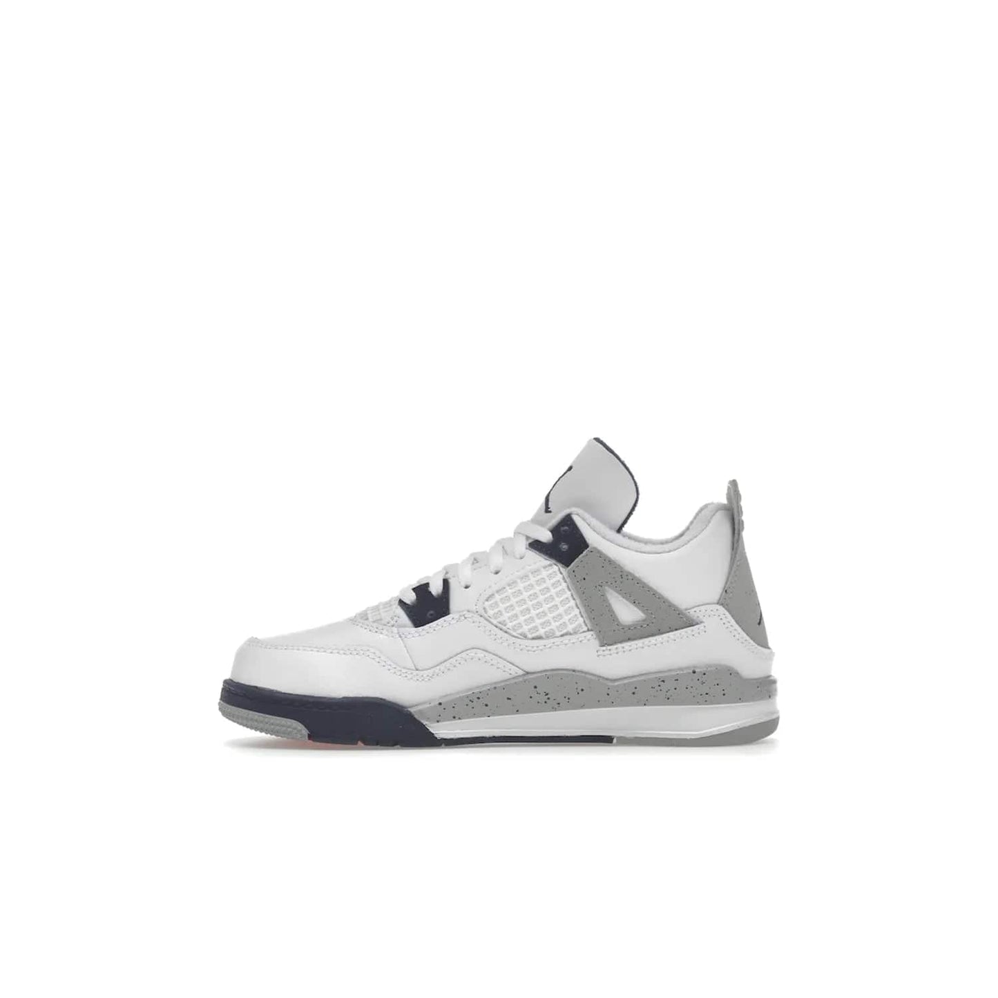 Jordan 4 Retro Midnight Navy (PS) - Image 19 - Only at www.BallersClubKickz.com - Get freshened up for the start of the year with the Air Jordan 4 Retro Midnight Navy PS. Boasting iconic 1989 styling with updated features, including white tumbled leather overlays, a foam midsole, and a rubber outsole. Look your best and order by October 29th, 2022.