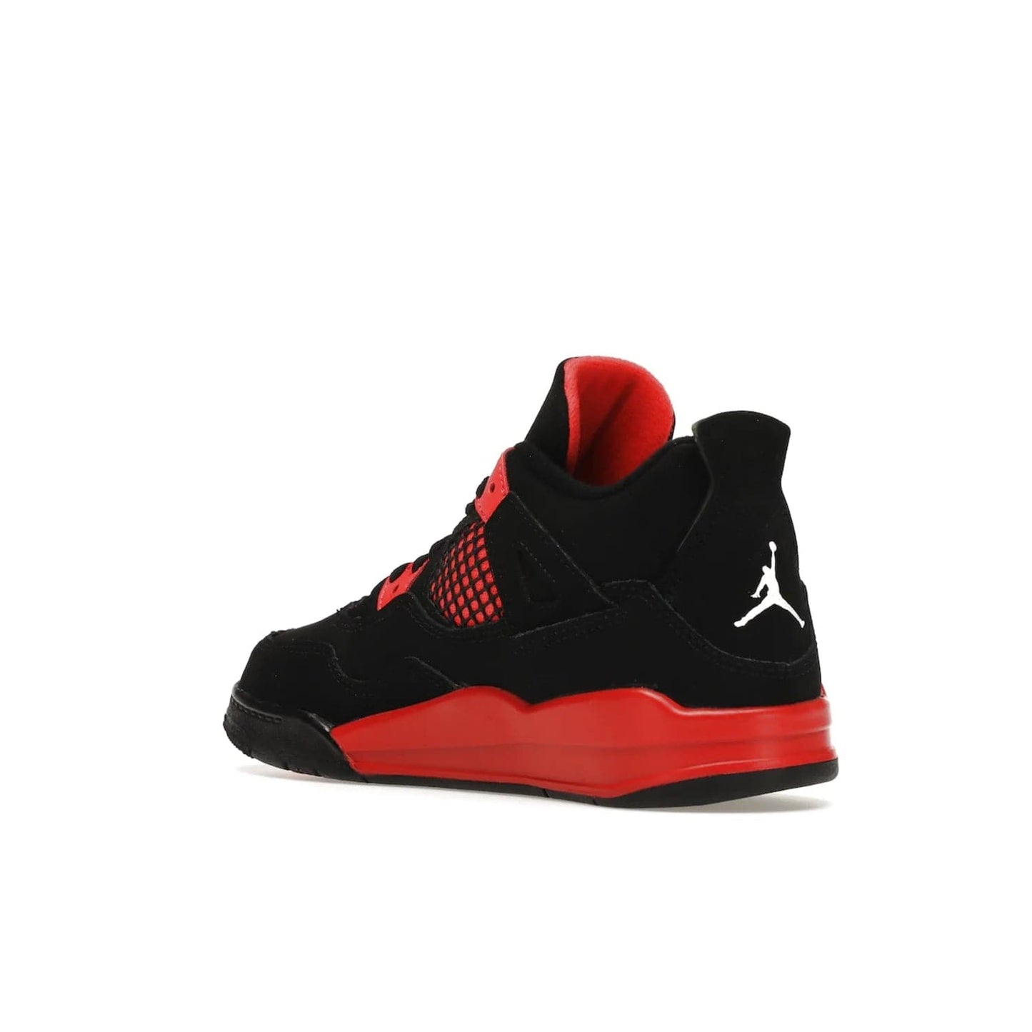 Jordan 4 Retro Red Thunder (PS) - Image 24 - Only at www.BallersClubKickz.com - The Air Jordan 4 Retro Red Thunder (PS) in a fresh new colorway for January 2022. Featuring a black nubuck upper and crimson accents. Get it now for $80.