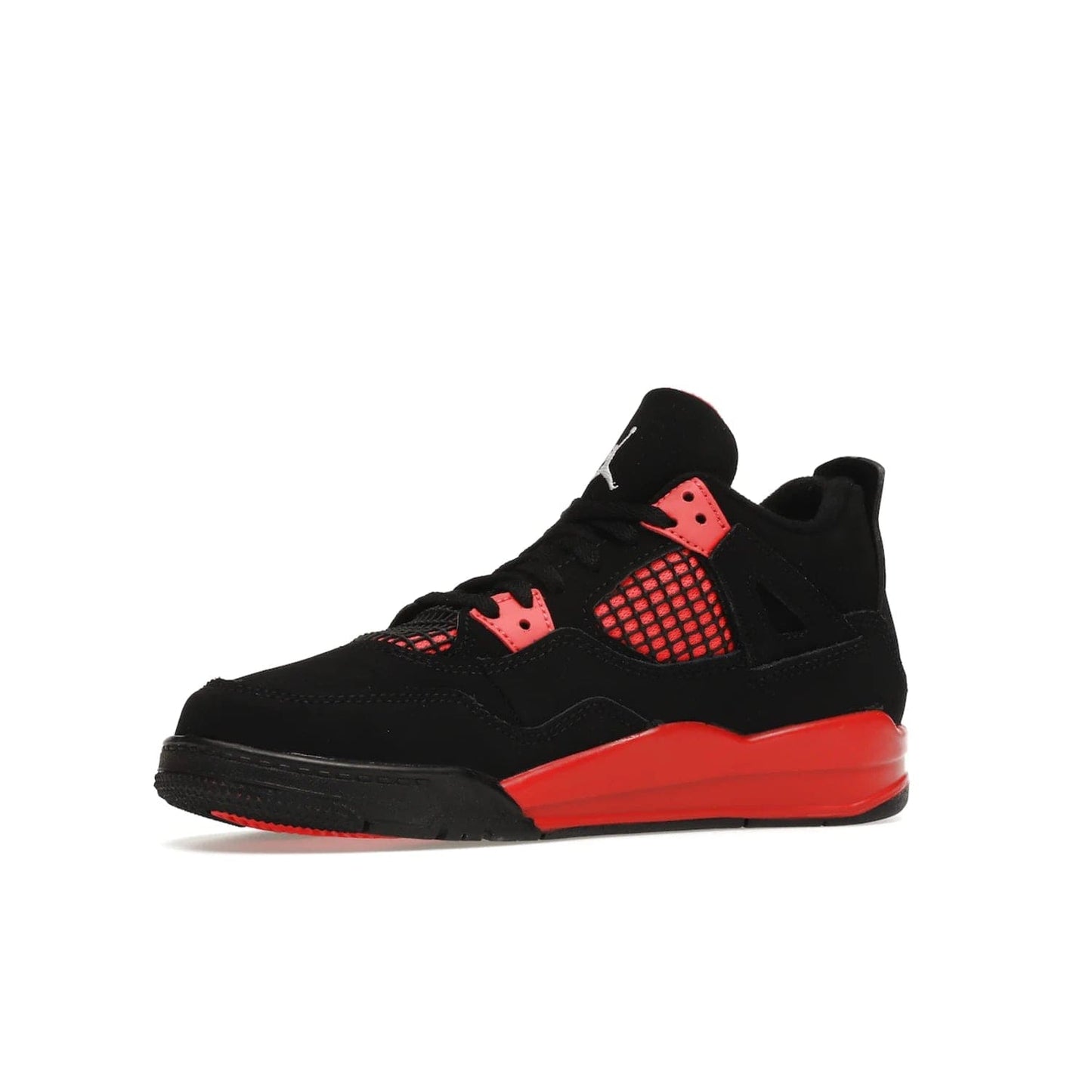 Jordan 4 Retro Red Thunder (PS) - Image 16 - Only at www.BallersClubKickz.com - The Air Jordan 4 Retro Red Thunder (PS) in a fresh new colorway for January 2022. Featuring a black nubuck upper and crimson accents. Get it now for $80.