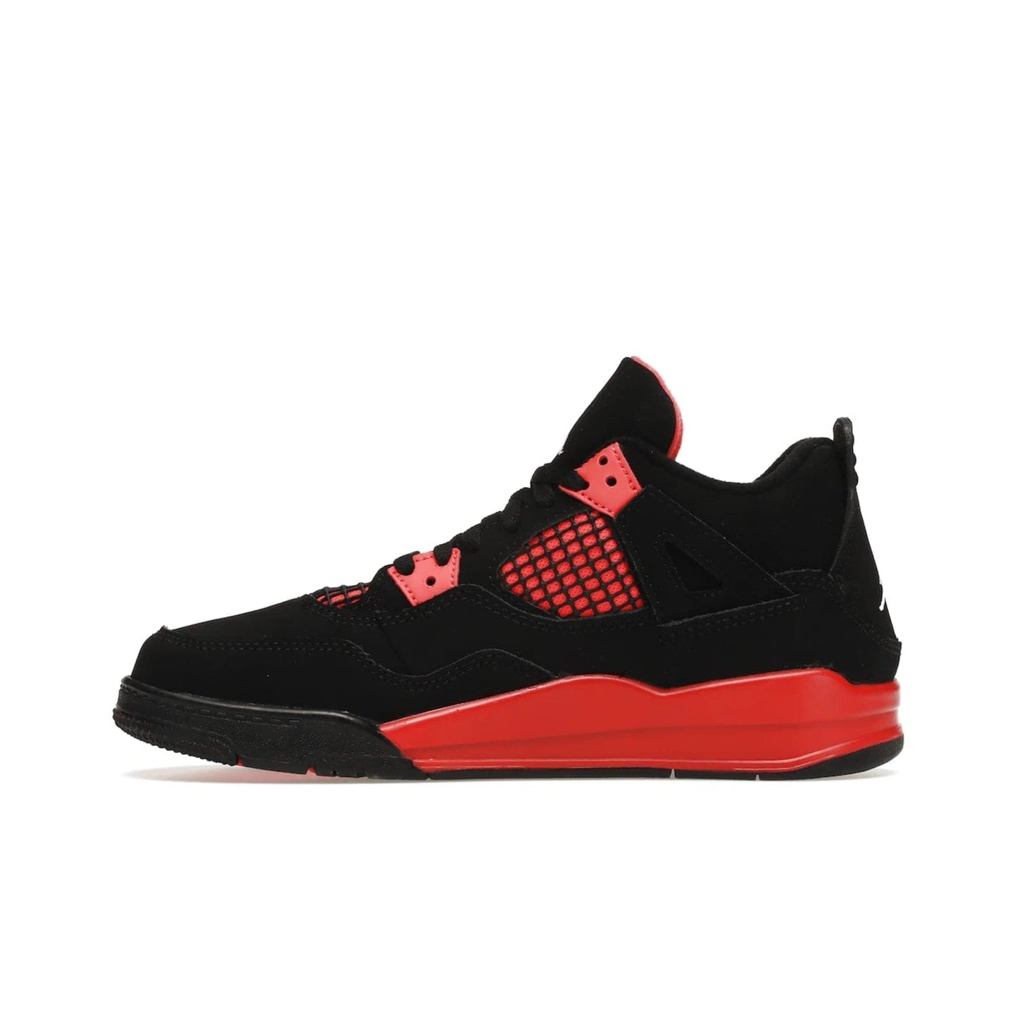 Jordan 4 Retro Red Thunder (PS) - Image 19 - Only at www.BallersClubKickz.com - The Air Jordan 4 Retro Red Thunder (PS) in a fresh new colorway for January 2022. Featuring a black nubuck upper and crimson accents. Get it now for $80.