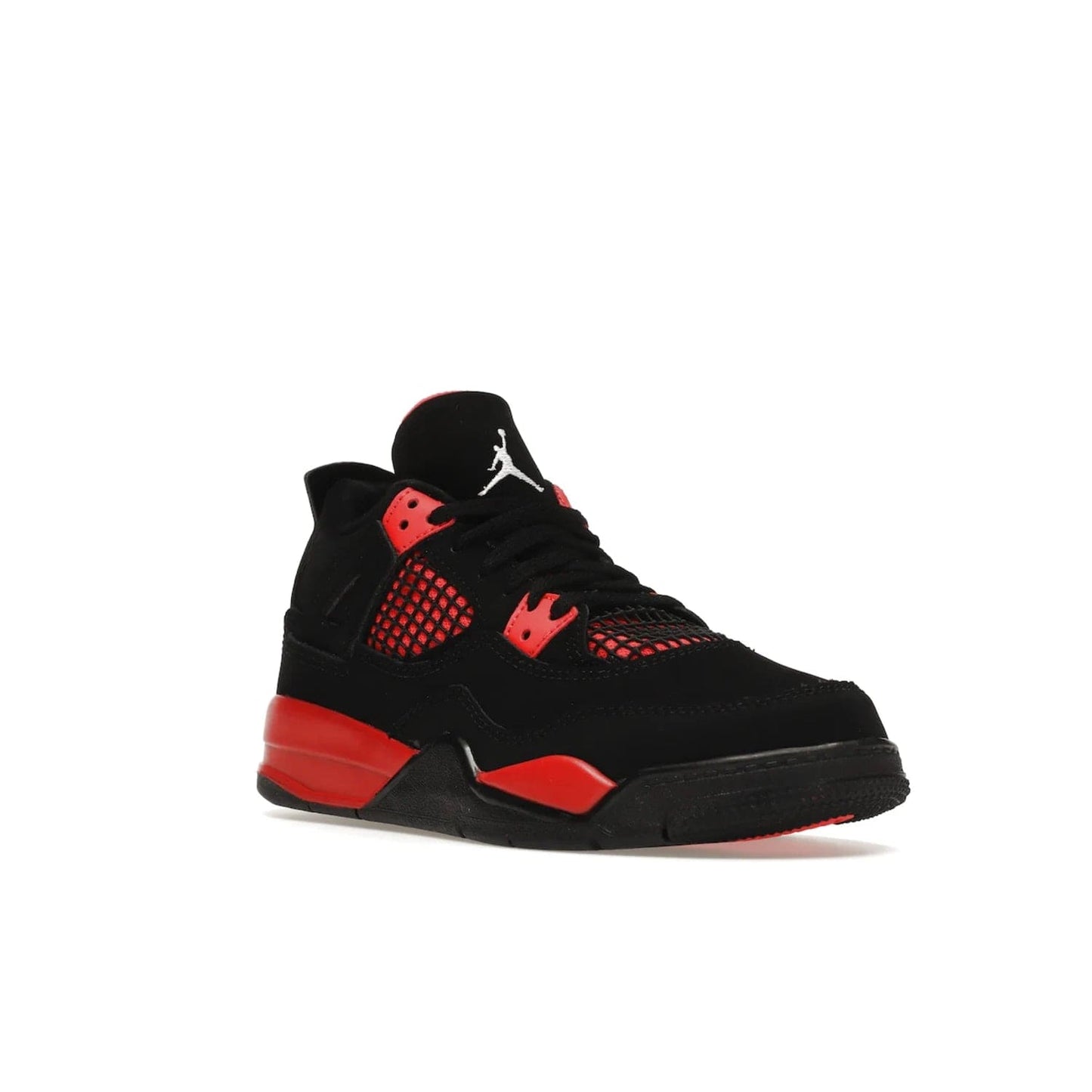 Jordan 4 Retro Red Thunder (PS) - Image 6 - Only at www.BallersClubKickz.com - The Air Jordan 4 Retro Red Thunder (PS) in a fresh new colorway for January 2022. Featuring a black nubuck upper and crimson accents. Get it now for $80.