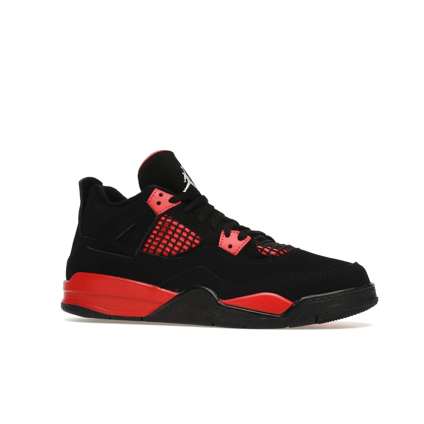 Jordan 4 Retro Red Thunder (PS) - Image 3 - Only at www.BallersClubKickz.com - The Air Jordan 4 Retro Red Thunder (PS) in a fresh new colorway for January 2022. Featuring a black nubuck upper and crimson accents. Get it now for $80.