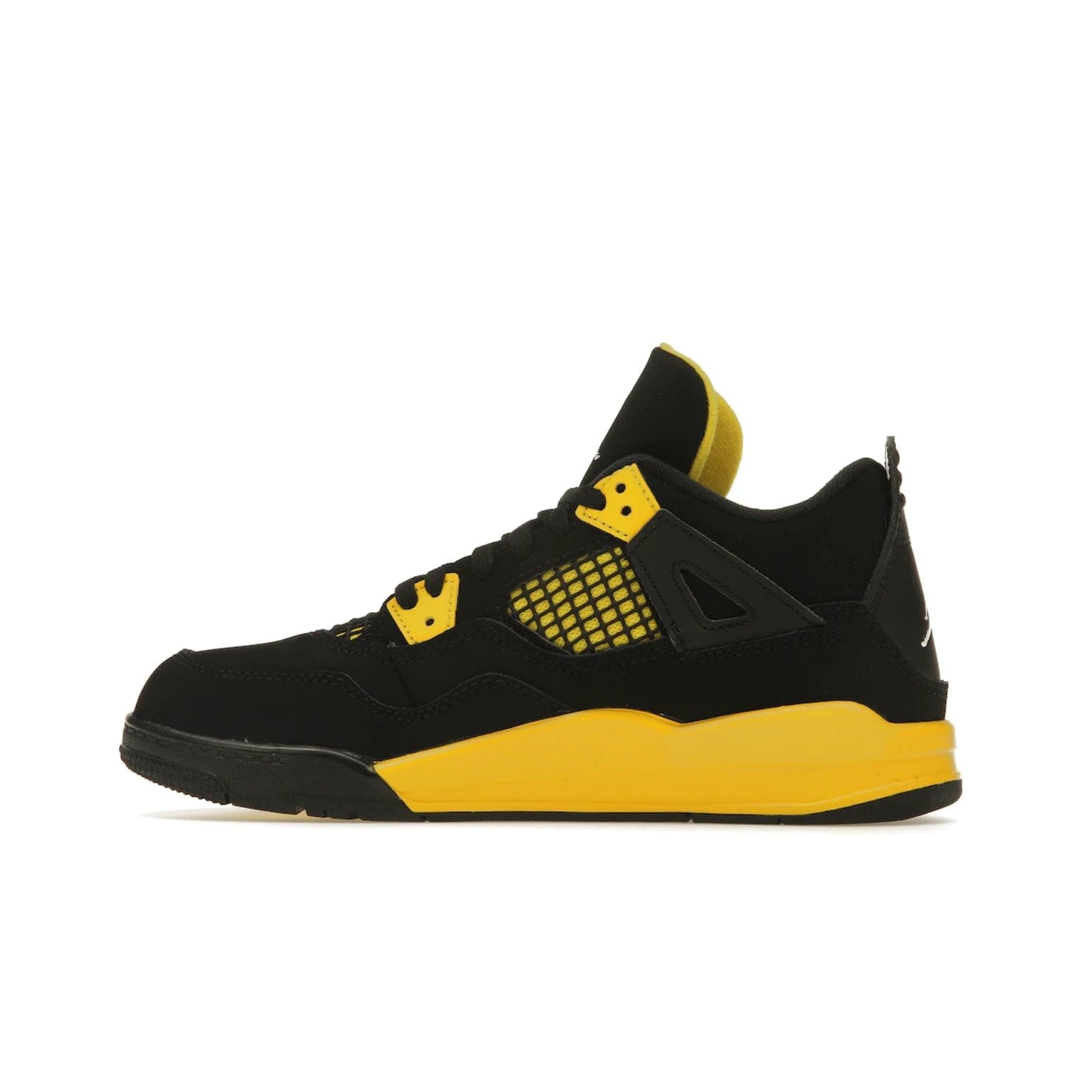 Jordan 4 Retro Thunder (2023) (PS) - Image 20 - Only at www.BallersClubKickz.com - Classic Jordan 4 Retro Thunder sneaker in Black and Tour Yellow colorway. Limited edition release expected to hit the shelves in 2023 on May 13th. Grab your pair!