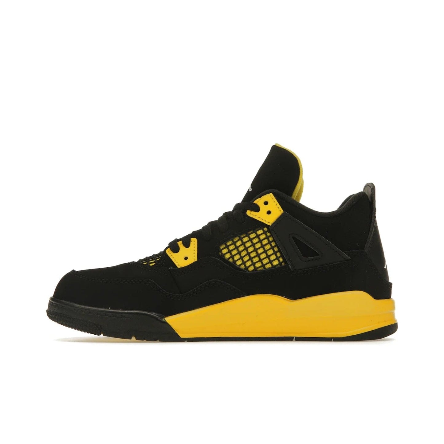 Jordan 4 Retro Thunder (2023) (PS) - Image 19 - Only at www.BallersClubKickz.com - Classic Jordan 4 Retro Thunder sneaker in Black and Tour Yellow colorway. Limited edition release expected to hit the shelves in 2023 on May 13th. Grab your pair!
