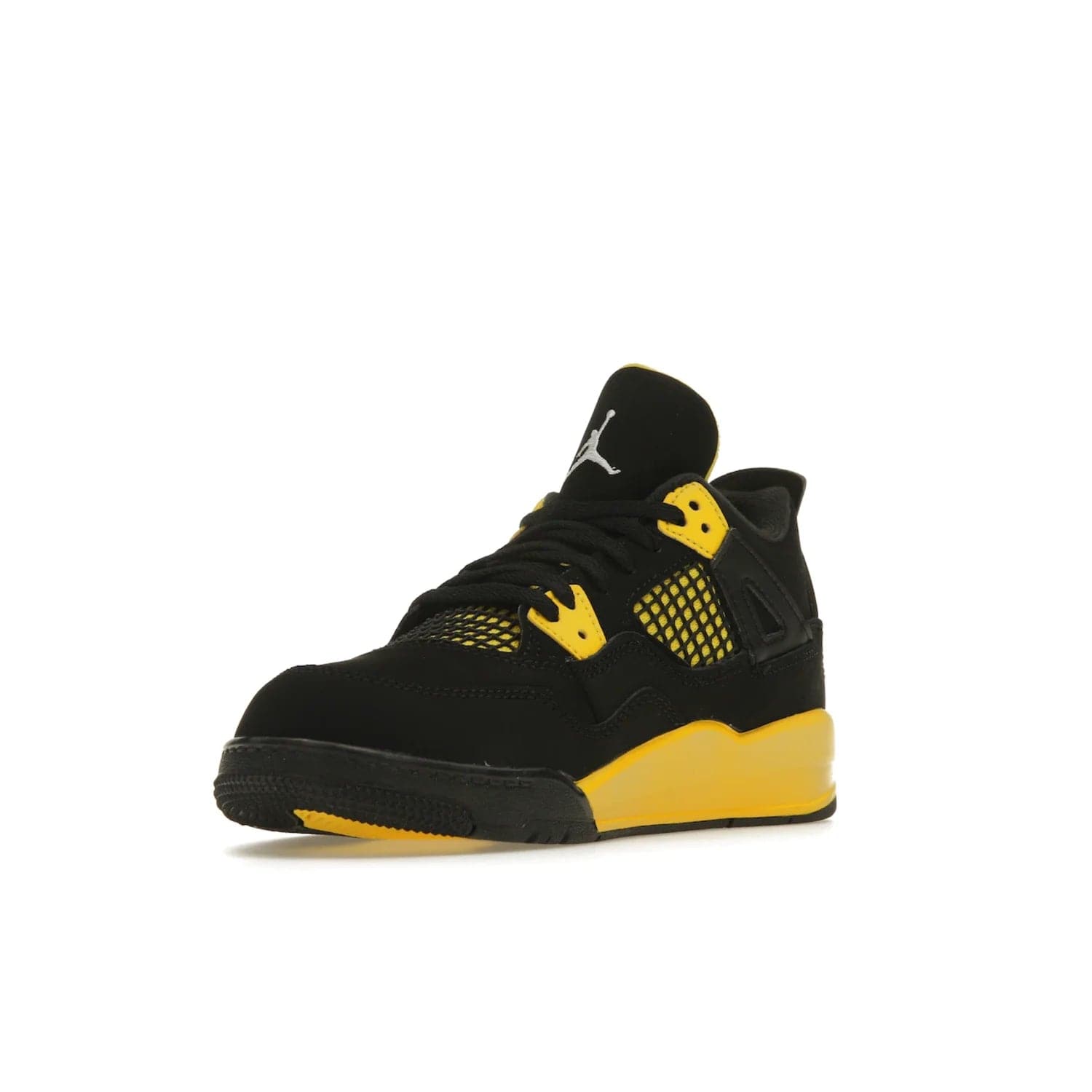 Jordan 4 Retro Thunder (2023) (PS) - Image 14 - Only at www.BallersClubKickz.com - Classic Jordan 4 Retro Thunder sneaker in Black and Tour Yellow colorway. Limited edition release expected to hit the shelves in 2023 on May 13th. Grab your pair!