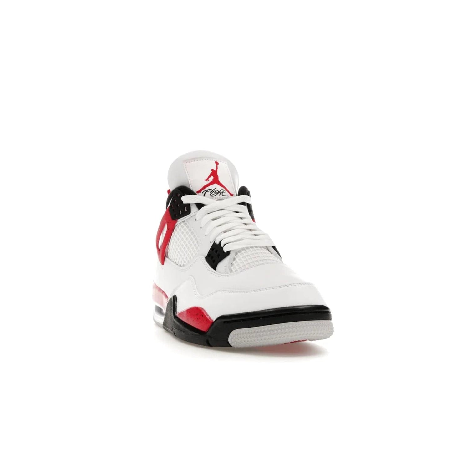 Jordan 4 Retro Red Cement - Image 8 - Only at www.BallersClubKickz.com - Iconic Jordan silhouette with a unique twist. White premium leather uppers with fire red and black detailing. Black, white, and fire red midsole with mesh detailing and Jumpman logo. Jordan 4 Retro Red Cement released with premium price.
