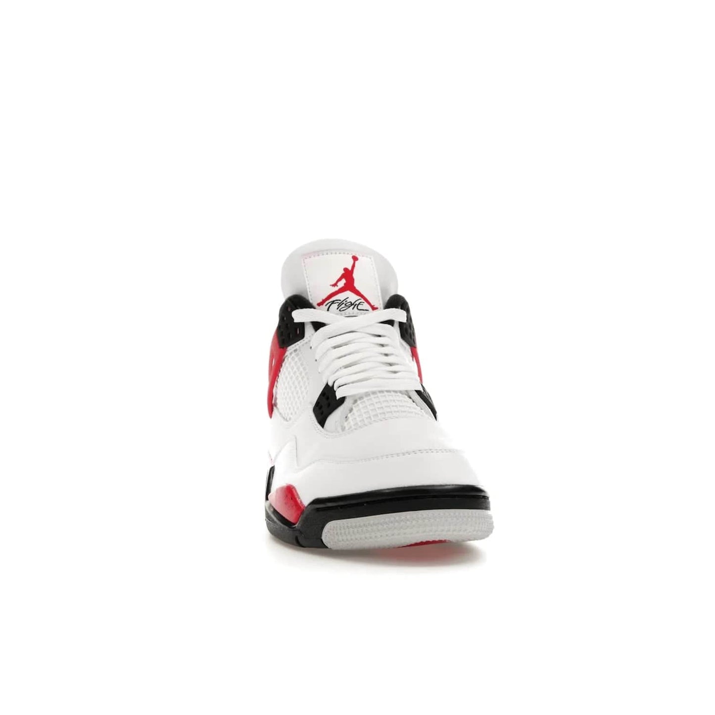 Jordan 4 Retro Red Cement - Image 9 - Only at www.BallersClubKickz.com - Iconic Jordan silhouette with a unique twist. White premium leather uppers with fire red and black detailing. Black, white, and fire red midsole with mesh detailing and Jumpman logo. Jordan 4 Retro Red Cement released with premium price.