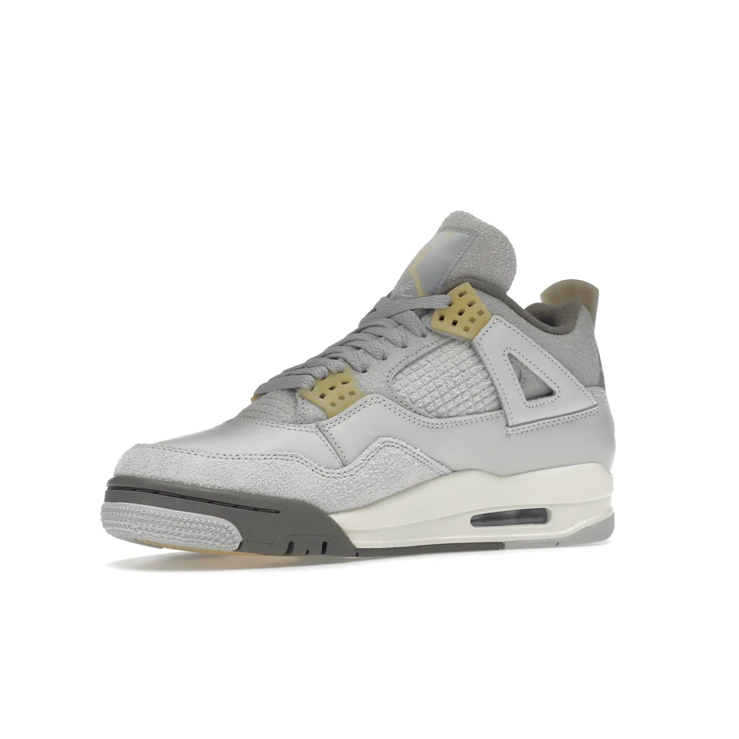 Jordan 4 Retro SE Craft Photon Dust - Image 16 - Only at www.BallersClubKickz.com - Upgrade your shoe collection with the Air Jordan 4 Retro SE Craft Photon Dust. This luxurious sneaker features a combination of suede and leather with unique grey tones like Photon Dust, Pale Vanilla, Off White, Grey Fog, Flat Pewter, and Sail. Available February 11, 2023.