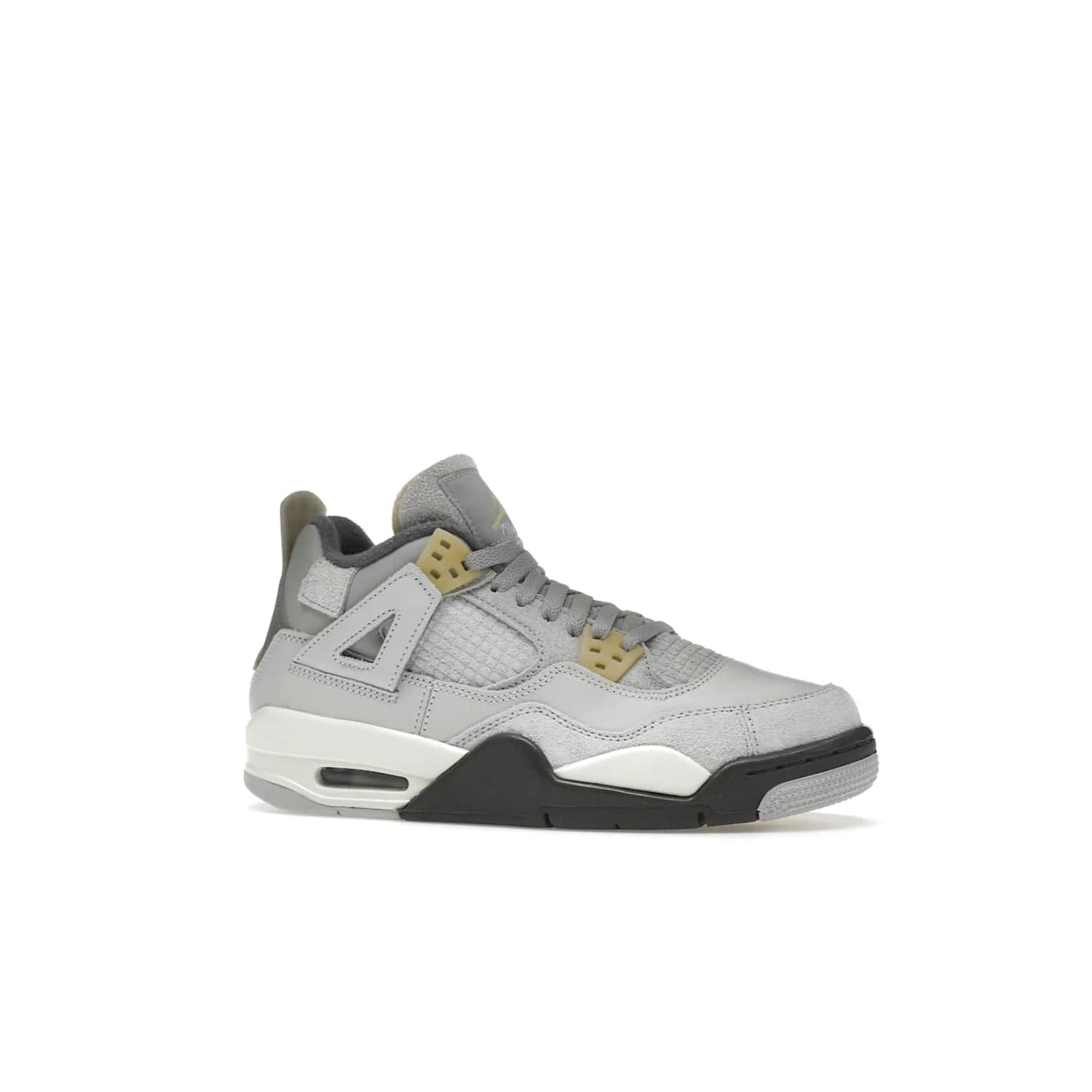 Jordan 4 Retro SE Craft Photon Dust (GS) - Image 3 - Only at www.BallersClubKickz.com - Shop the Jordan 4 Retro SE Craft Photon Dust (GS), the ultimate mix of style and comfort. With photonic dust, pale vanilla, off-white, grey fog, flat pewter and sail colorway, foam midsole, and rubber outsole, don't miss this special edition Jordan 4 releasing Feb 11, 2023.