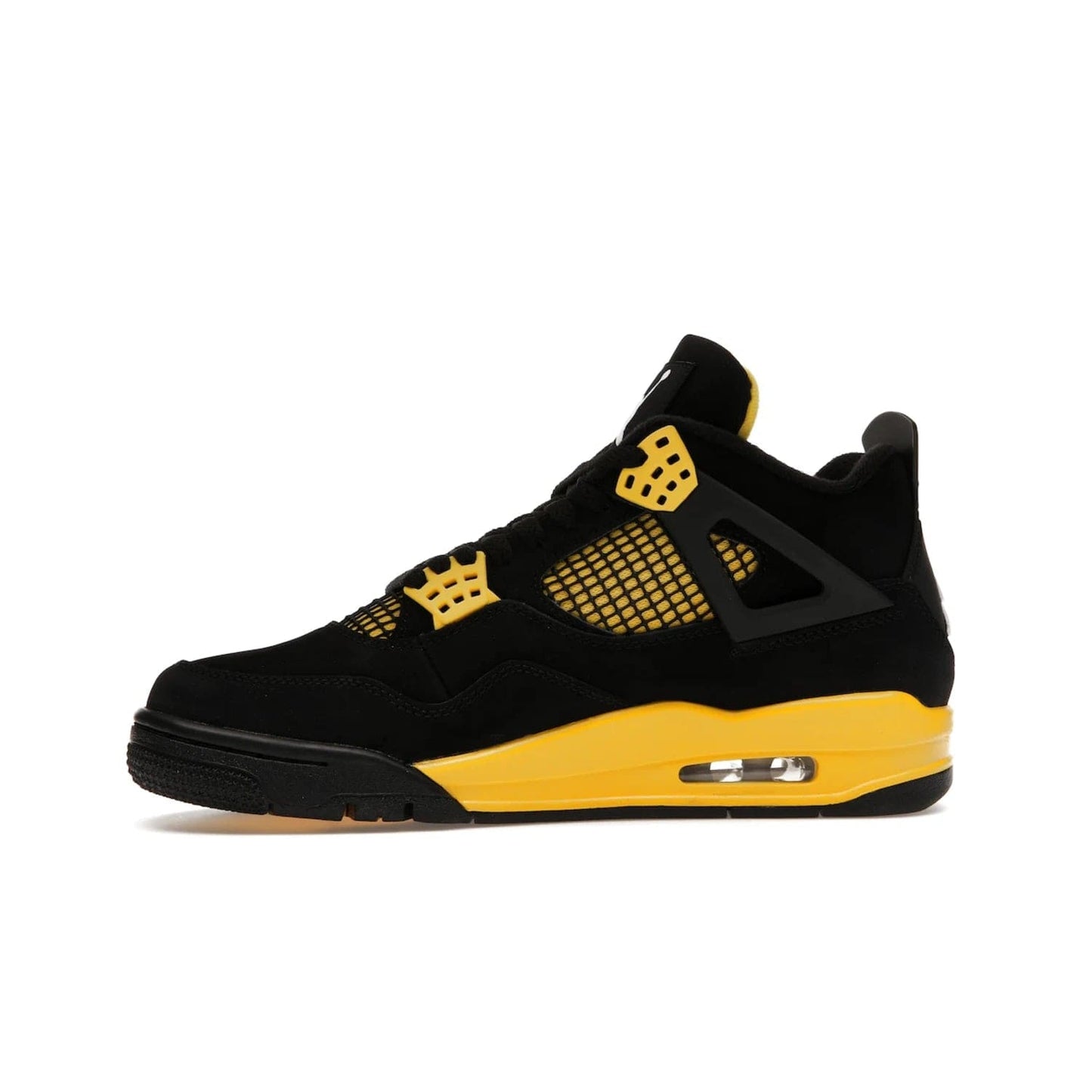 Jordan 4 Retro Thunder (2023) - Image 18 - Only at www.BallersClubKickz.com - Iconic Air Jordan 4 Retro Thunder (2023) returns with black nubuck upper and Tour Yellow details. Featuring Jumpman logo on heel tab, tongue and insoles. Dropping May 13th, 2023.