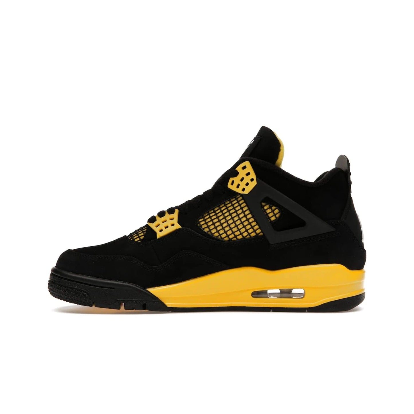 Jordan 4 Retro Thunder (2023) - Image 19 - Only at www.BallersClubKickz.com - Iconic Air Jordan 4 Retro Thunder (2023) returns with black nubuck upper and Tour Yellow details. Featuring Jumpman logo on heel tab, tongue and insoles. Dropping May 13th, 2023.