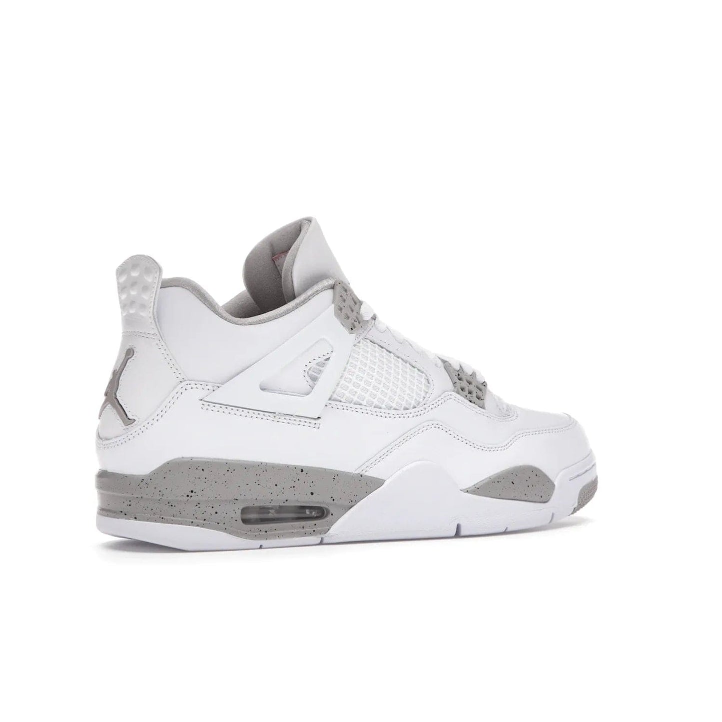 Jordan 4 Retro White Oreo (2021) - Image 34 - Only at www.BallersClubKickz.com - Update your sneaker style with the Air Jordan 4 Retro White Oreo. Limited-edition sneaker features white leather and mesh upper, Tech Grey eyelets and midsole, Jumpman logo embroidered on the tongue, and more. Released exclusively on Saturday, July 3rd.