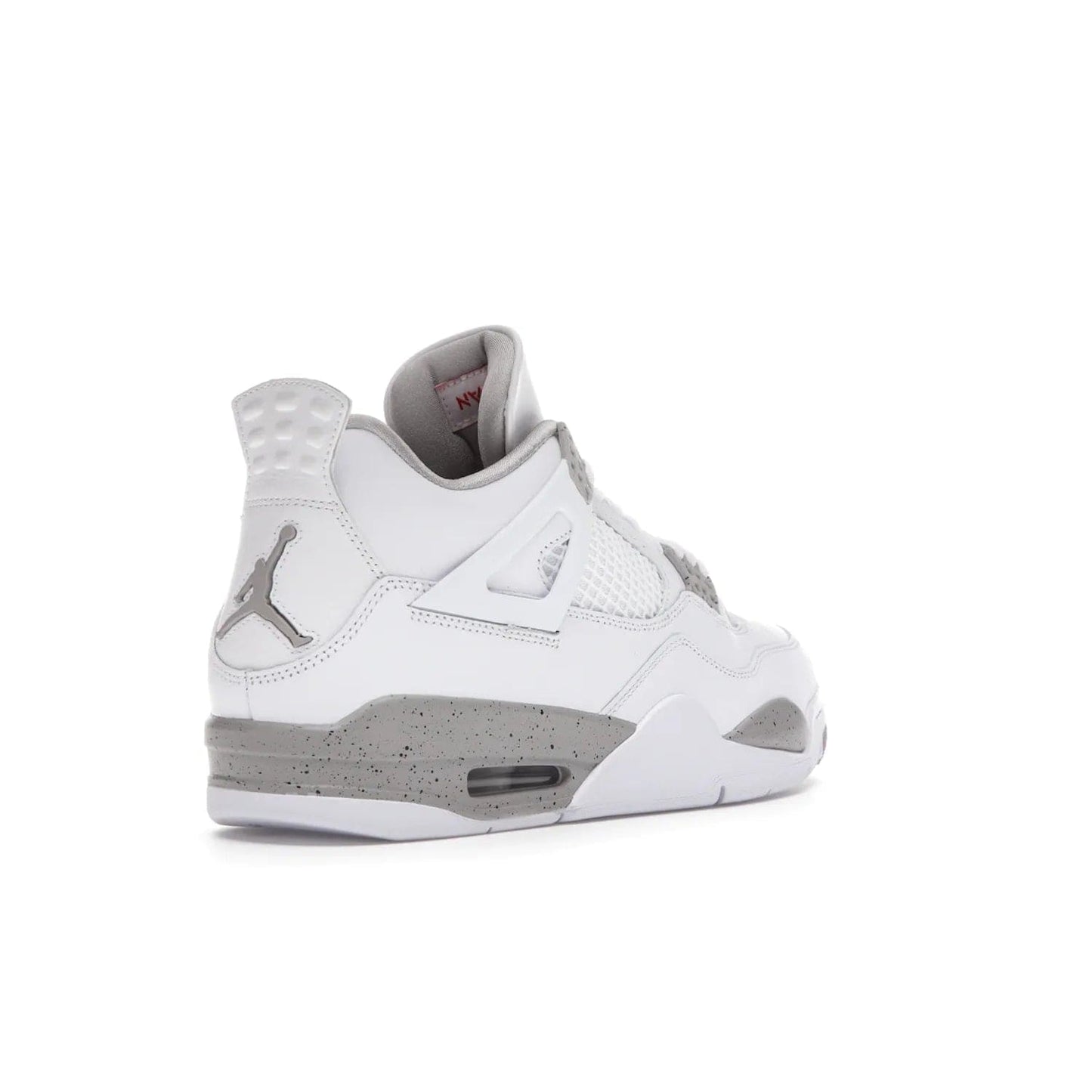 Jordan 4 Retro White Oreo (2021) - Image 32 - Only at www.BallersClubKickz.com - Update your sneaker style with the Air Jordan 4 Retro White Oreo. Limited-edition sneaker features white leather and mesh upper, Tech Grey eyelets and midsole, Jumpman logo embroidered on the tongue, and more. Released exclusively on Saturday, July 3rd.