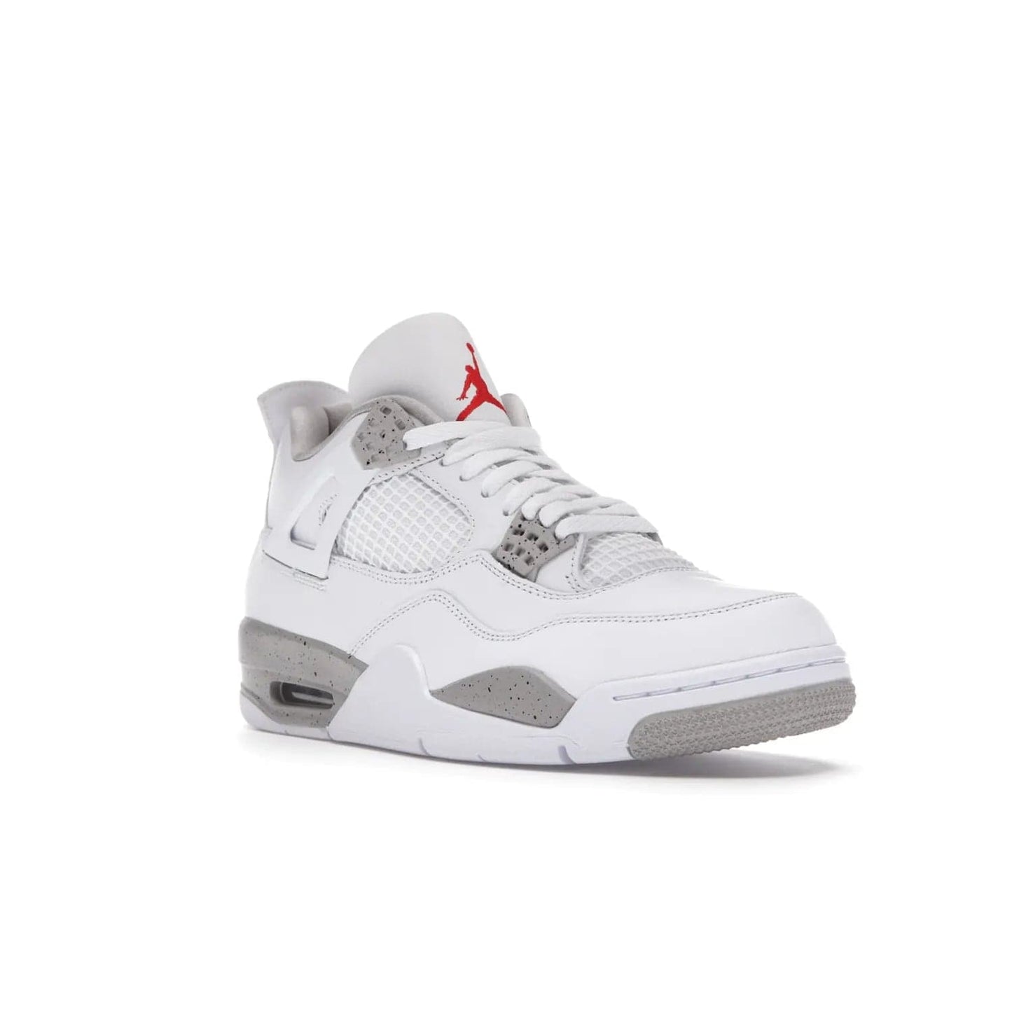 Jordan 4 Retro White Oreo (2021) - Image 6 - Only at www.BallersClubKickz.com - Update your sneaker style with the Air Jordan 4 Retro White Oreo. Limited-edition sneaker features white leather and mesh upper, Tech Grey eyelets and midsole, Jumpman logo embroidered on the tongue, and more. Released exclusively on Saturday, July 3rd.
