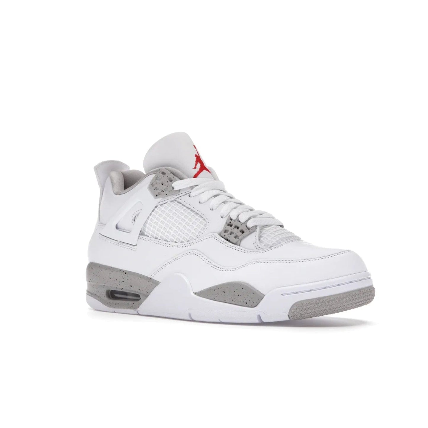 Jordan 4 Retro White Oreo (2021) - Image 5 - Only at www.BallersClubKickz.com - Update your sneaker style with the Air Jordan 4 Retro White Oreo. Limited-edition sneaker features white leather and mesh upper, Tech Grey eyelets and midsole, Jumpman logo embroidered on the tongue, and more. Released exclusively on Saturday, July 3rd.