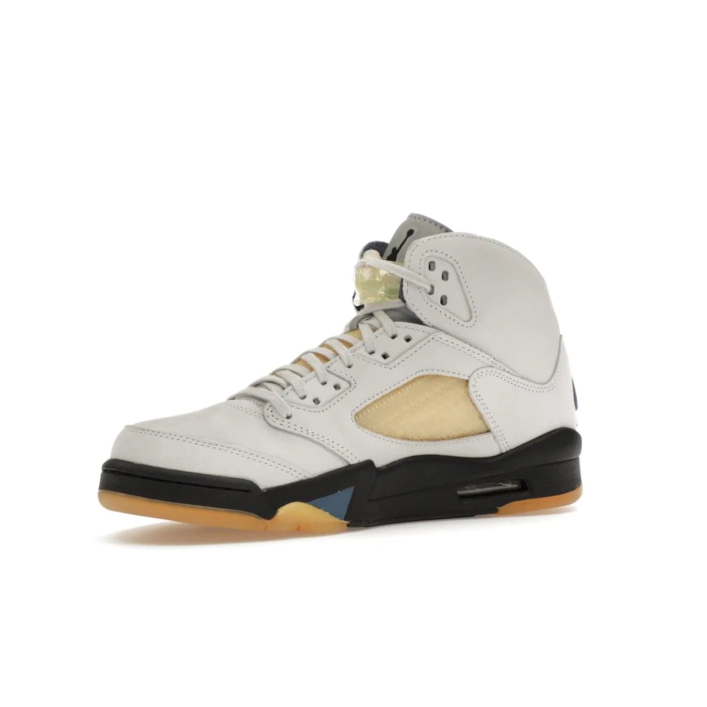 Jordan 5 Retro A Ma Maniére Dawn (Women's) - Image 16 - Only at www.BallersClubKickz.com - Catch the exclusive Air Jordan 5 Retro A Ma Maniére "Dawn" – a modern classic that combines elegance and street style. Get a gleaming metallic silver tongue, the iconic "23" heel, and signature shark teeth pattern. A Photon Dust/Black/Diffused Blue/Pale Ivory colorway, slimmed-down collar, and pre-yellowed quarter panel netting make this sneaker a must-have. Get your pair on November 17 and seize