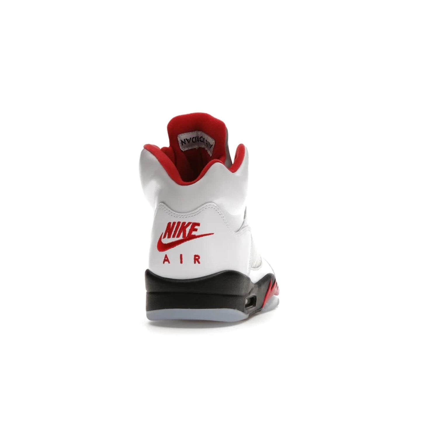 Jordan 5 Retro Fire Red Silver Tongue (2020) - Image 29 - Only at www.BallersClubKickz.com - Experience classic styling with the Jordan 5 Retro Fire Red Silver Tongue (2020). Features a white leather upper, 3M reflective tongue, midsole colorblocking, and an icy translucent outsole. Now available, upgrade your shoe collection today.