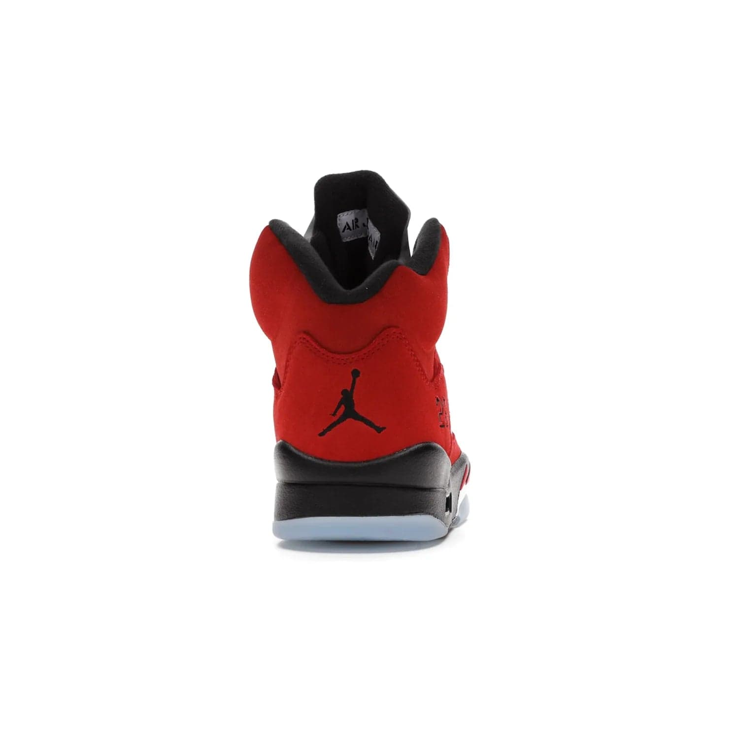 Jordan 5 Retro Raging Bull Red (2021) - Image 28 - Only at www.BallersClubKickz.com - Get ready for the 2021 stand-alone release of the Air Jordan 5 Raging Bulls! This all-suede upper combines luxe details like a Jumpman logo, red & black "23" embroidery and shark tooth detailing, atop a black midsole. Don't miss out - release date in April 2021 for $190.