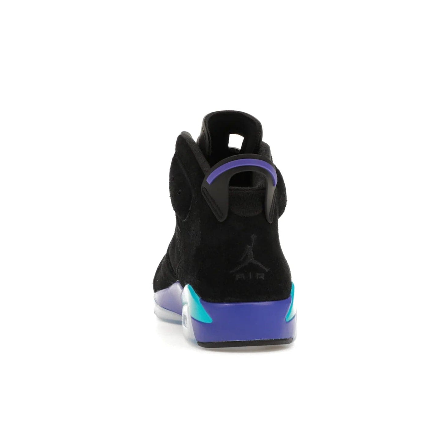 Jordan 6 Retro Aqua - Image 27 - Only at www.BallersClubKickz.com - Feel the classic Jordan 6 Retro Aqua paired with modern style. Black, Bright Concord, and Aquatone hues are crafted with a supple suede and rubberized heel tab. This standout sneaker adds signature Jordan elements at $200. Elevate your style with the Jordan 6 Retro Aqua.