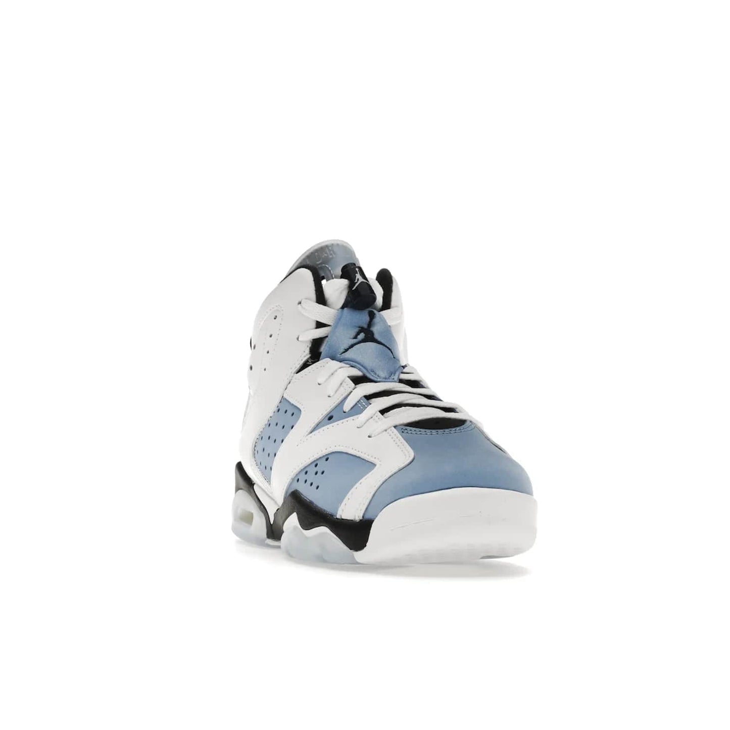Jordan 6 Retro UNC White (GS) - Image 8 - Only at www.BallersClubKickz.com - Air Jordan 6 Retro UNC White GS: Michael Jordan alma mater, UNC Tar Heels, featuring colorway, nubuck, leather, Jumpman branding and a visible Air unit. Translucent blue/white outsole, perfect for completing sneaker rotation.