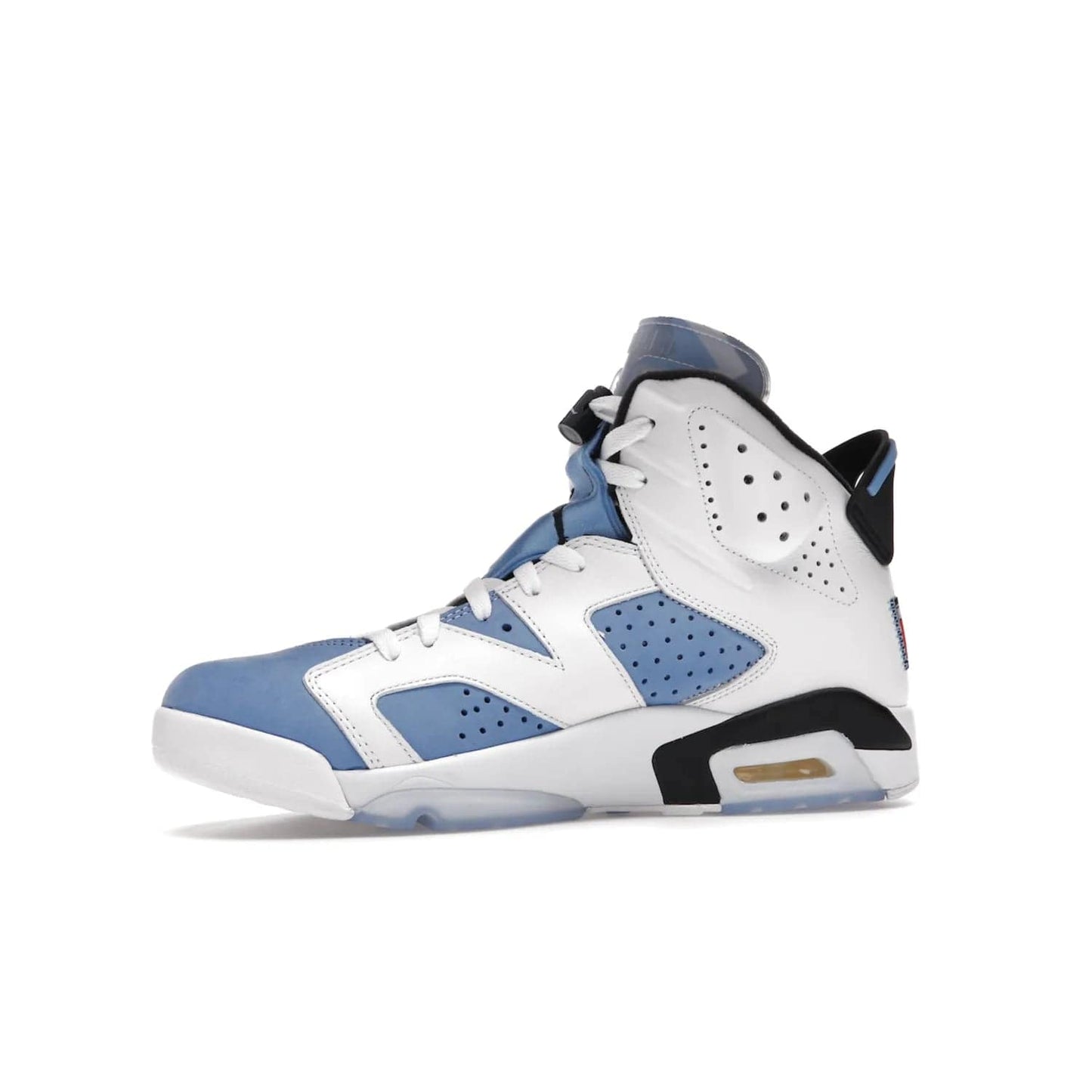 Jordan 6 Retro UNC White - Image 17 - Only at www.BallersClubKickz.com - Air Jordan 6 Retro UNC White with classic UNC colors brings nostalgia and style to a legendary silhouette. Celebrate MJ's alma mater with navy blue accents, icy semi-translucent sole and Jordan Team patch. Out March 2022 for the Sneaker Enthusiast.