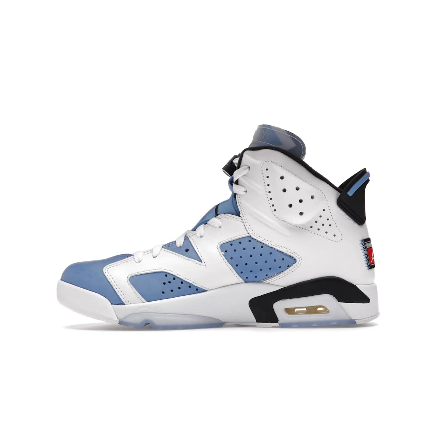 Jordan 6 Retro UNC White - Image 19 - Only at www.BallersClubKickz.com - Air Jordan 6 Retro UNC White with classic UNC colors brings nostalgia and style to a legendary silhouette. Celebrate MJ's alma mater with navy blue accents, icy semi-translucent sole and Jordan Team patch. Out March 2022 for the Sneaker Enthusiast.