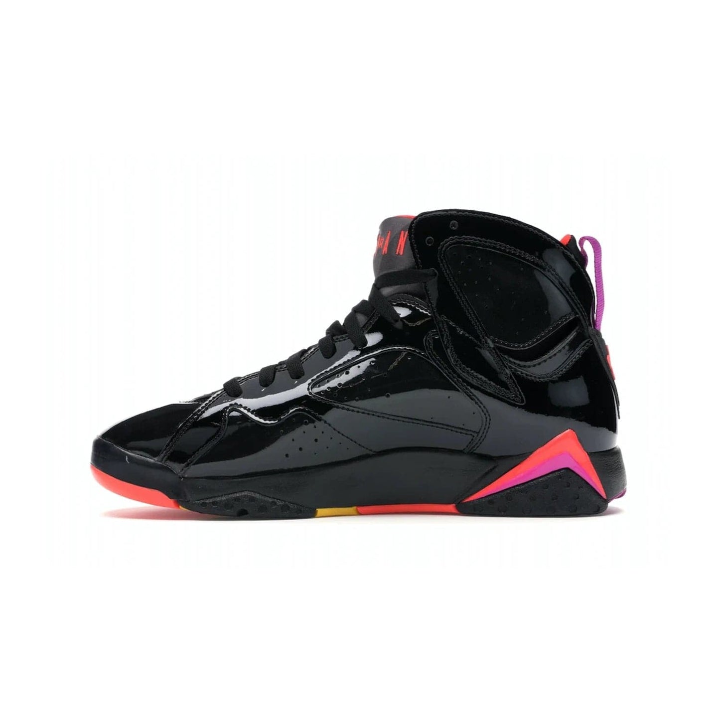 Jordan 7 Retro Black Patent (Women's) - Image 19 - Only at www.BallersClubKickz.com - #
Classic colorway! Shop the new Jordan 7 Retro Black Patent. Featuring a sleek combination of leather and patent leather upper, these shoes offer a bold yet luxurious look. Perfectly complete with a bright red Jumpman logo. Self-lacing Smart laces and Air-Sole cushion unit provide comfort and convenience.