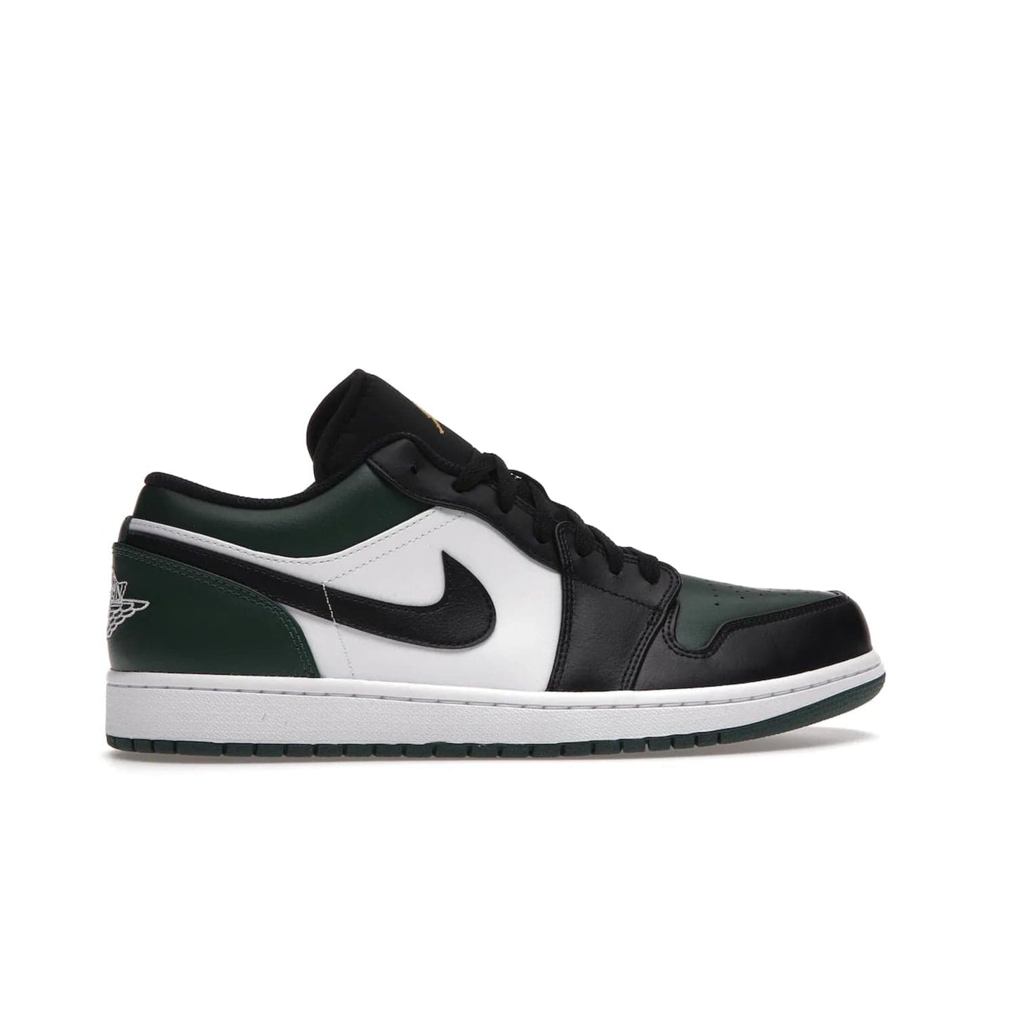 Jordan 1 Low Green Toe - Image 36 - Only at www.BallersClubKickz.com - The Jordan 1 Low Green Toe features white, black and Noble Green leather with black Swoosh. Get the classic Bred Toe-inspired color blocking with green perforated toe box. White and green Air sole completes the design. Released in October 2021 at only $100. Grab your pair now!