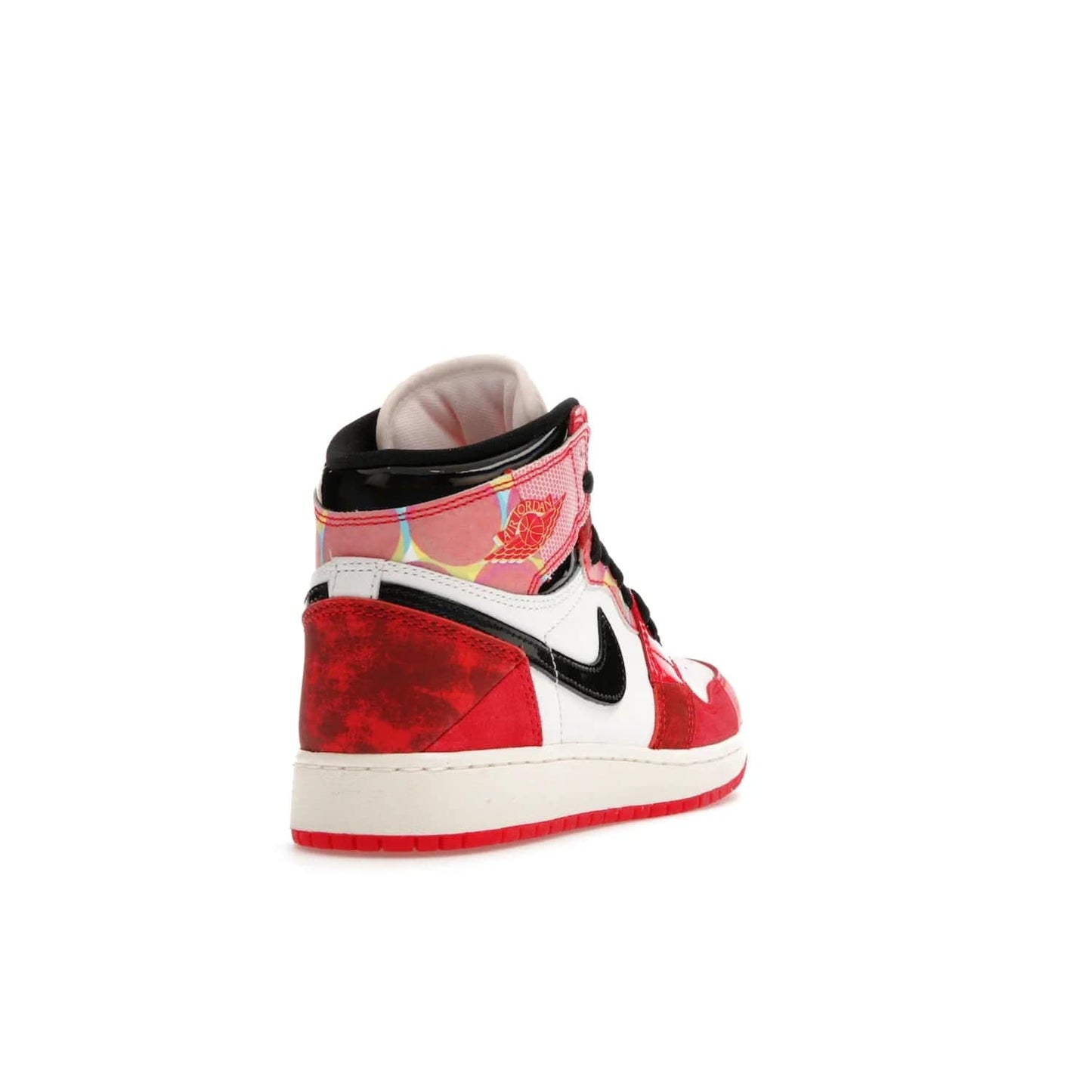 Jordan 1 High OG Spider-Man Across the Spider-Verse (GS) - Image 31 - Only at www.BallersClubKickz.com - Iconic basketball style Jordan 1 High OG Spider-Man Across the Spider-Verse hits the streets May 20th. University Red, Black, and White colorblocking and sleek design will make this shoe a must-have.