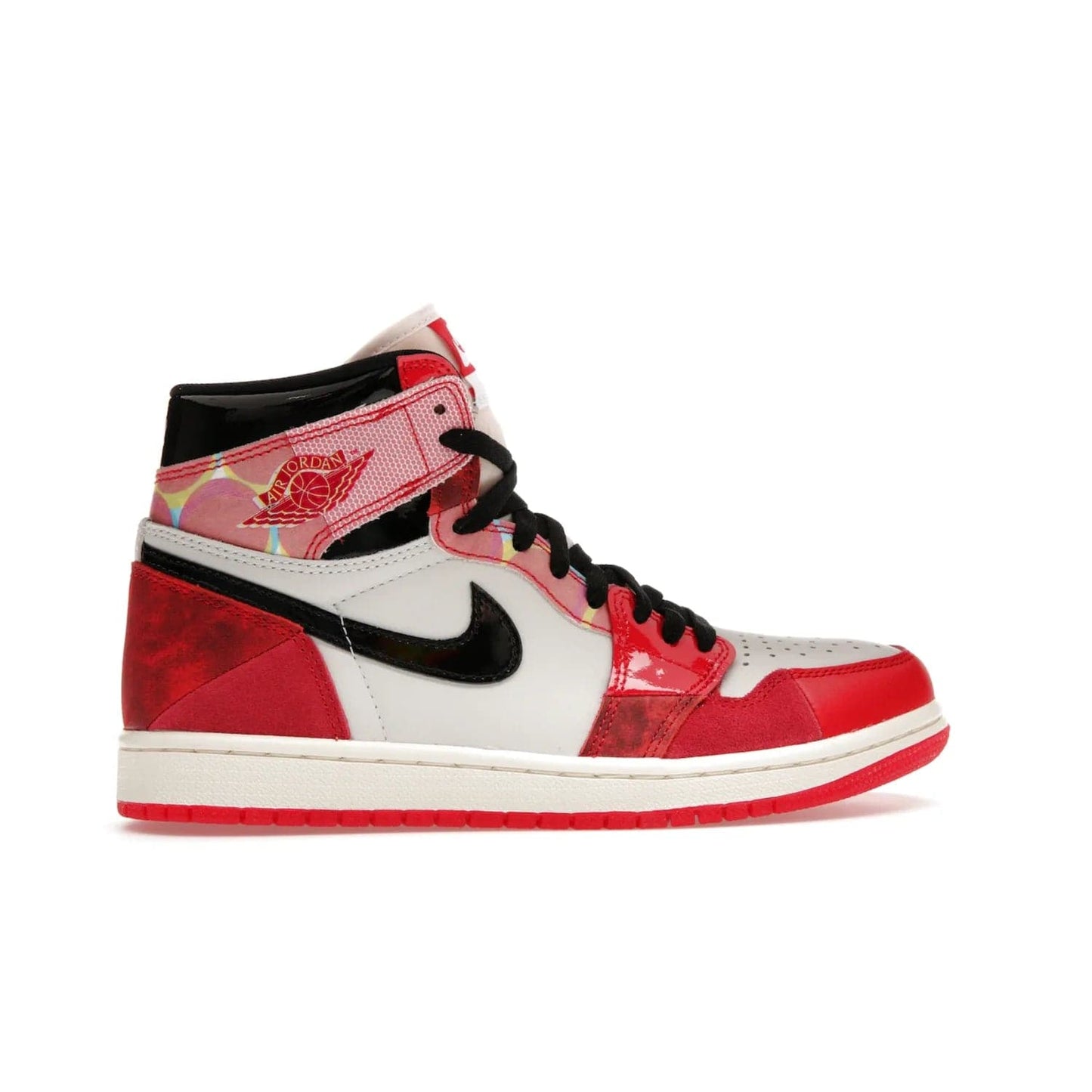 Jordan 1 High OG Spider-Man Across the Spider-Verse - Image 36 - Only at www.BallersClubKickz.com - Shop the limited edition Nike and Jordan Brand Air Jordan 1 High OG Spider-Man Across the Spider-Verse. Featuring an eye-catching pattern and premium materials, this unique streetwear piece releases May 20, 2023.
