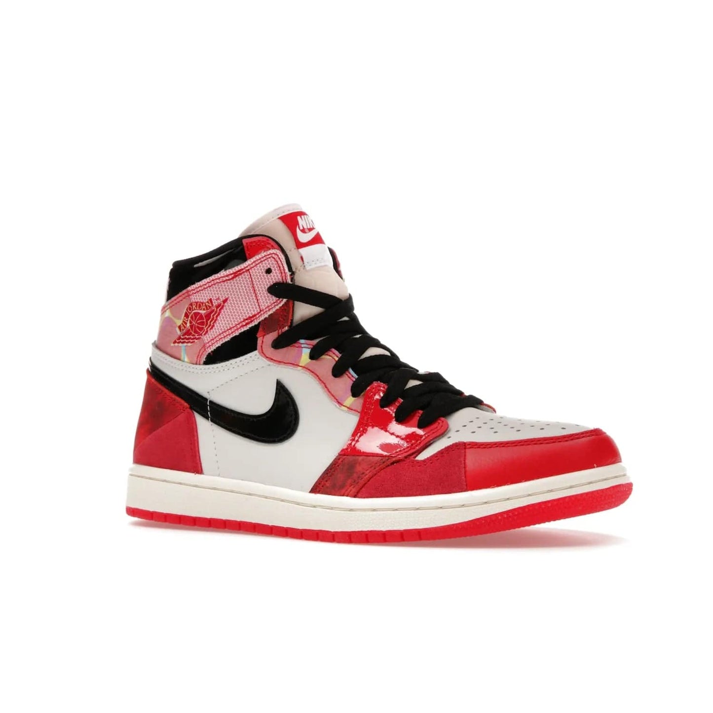 Jordan 1 High OG Spider-Man Across the Spider-Verse - Image 4 - Only at www.BallersClubKickz.com - Shop the limited edition Nike and Jordan Brand Air Jordan 1 High OG Spider-Man Across the Spider-Verse. Featuring an eye-catching pattern and premium materials, this unique streetwear piece releases May 20, 2023.
