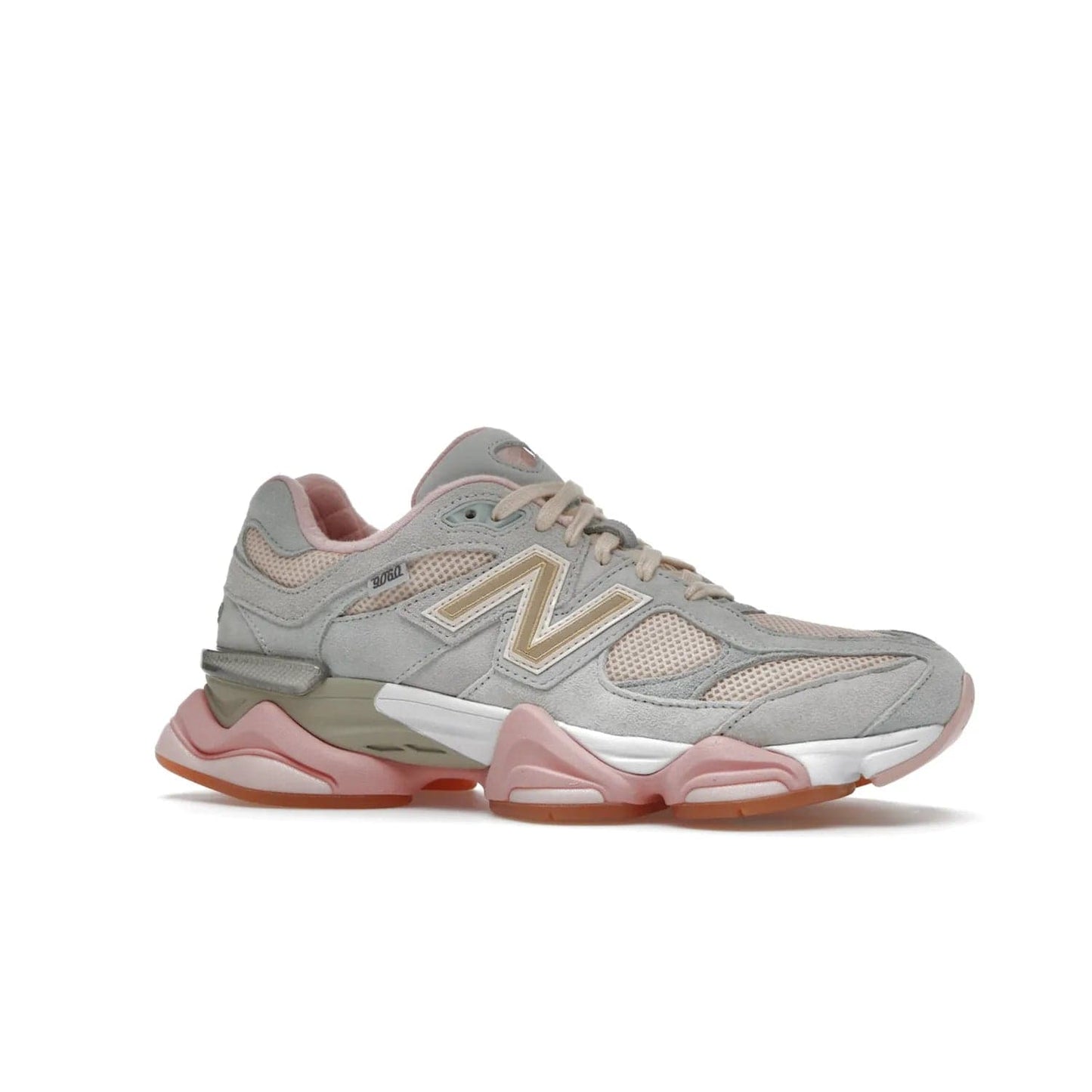 New Balance 9060 Joe Freshgoods Inside Voices Baby Shower Blue - Image 3 - Only at www.BallersClubKickz.com - The New Balance 9060 Joe Freshgoods Inside Voices Baby Shower Blue features pale yellow mesh, Baby Shower Blue suede, and gold New Balance logos plus unique "Inside Voices" embroidery. Pink accents bring life to this special edition sneaker. Perfect for head-turning style!