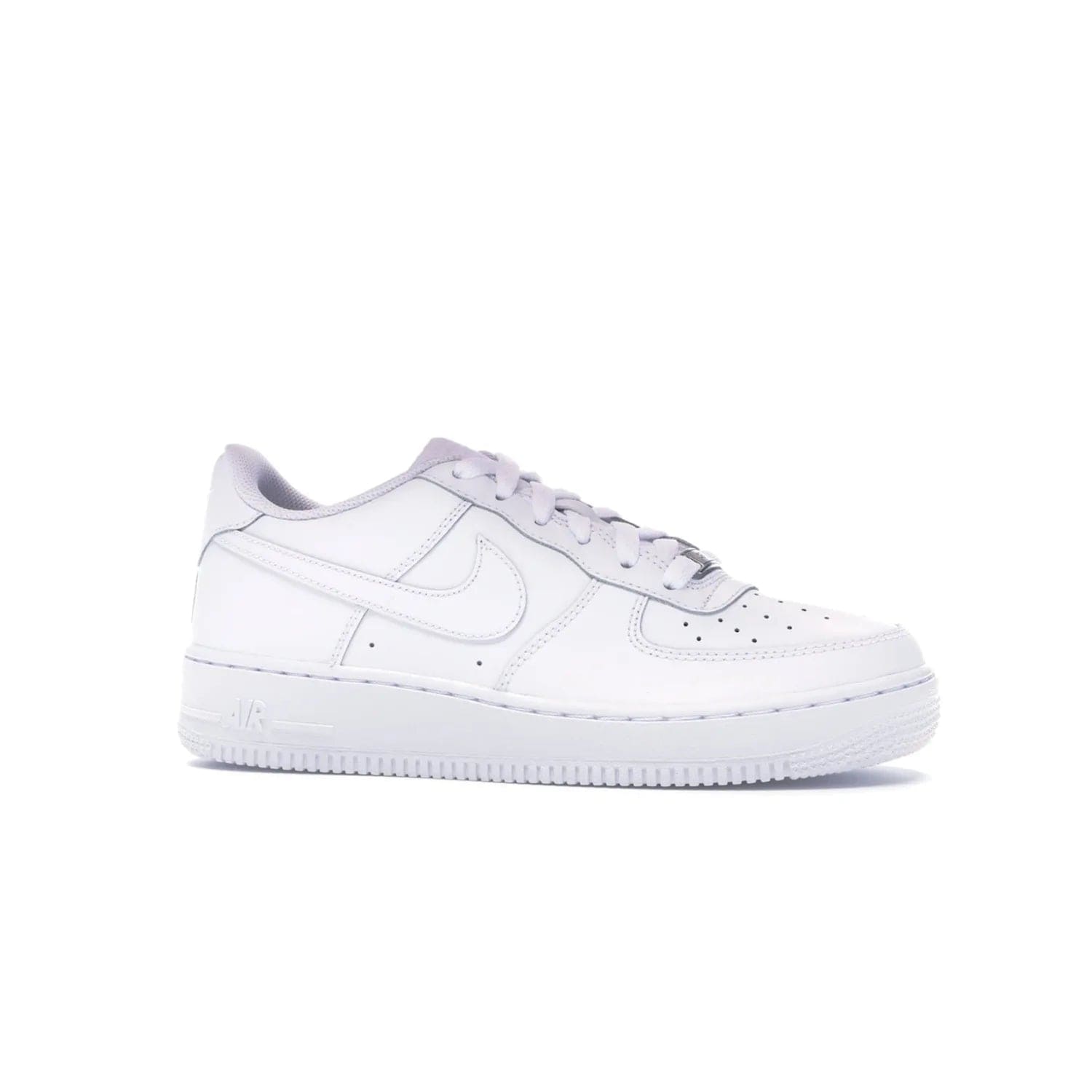 Nike Air Force 1 Low White (GS) - Image 3 - Only at www.BallersClubKickz.com - Grab the Nike Air Force 1 Low White (GS) for your mini-me. Clean all-white upper, modern cushioning & traction. Originally released Jan 2014.