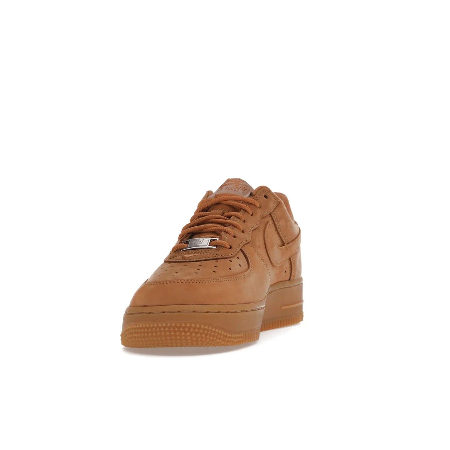 Nike Air Force 1 Low SP Supreme Wheat - Image 12 - Only at www.BallersClubKickz.com - A luxe Flax Durabuck upper and Supreme Box Logo insignias on the lateral heels make the Nike Air Force 1 Low SP Supreme Wheat a stylish lifestyle shoe. Matching Flax Air sole adds a classic touch to this collaboration between Nike and Supreme. Make a statement with this edition of the classic Air Force 1 Low.