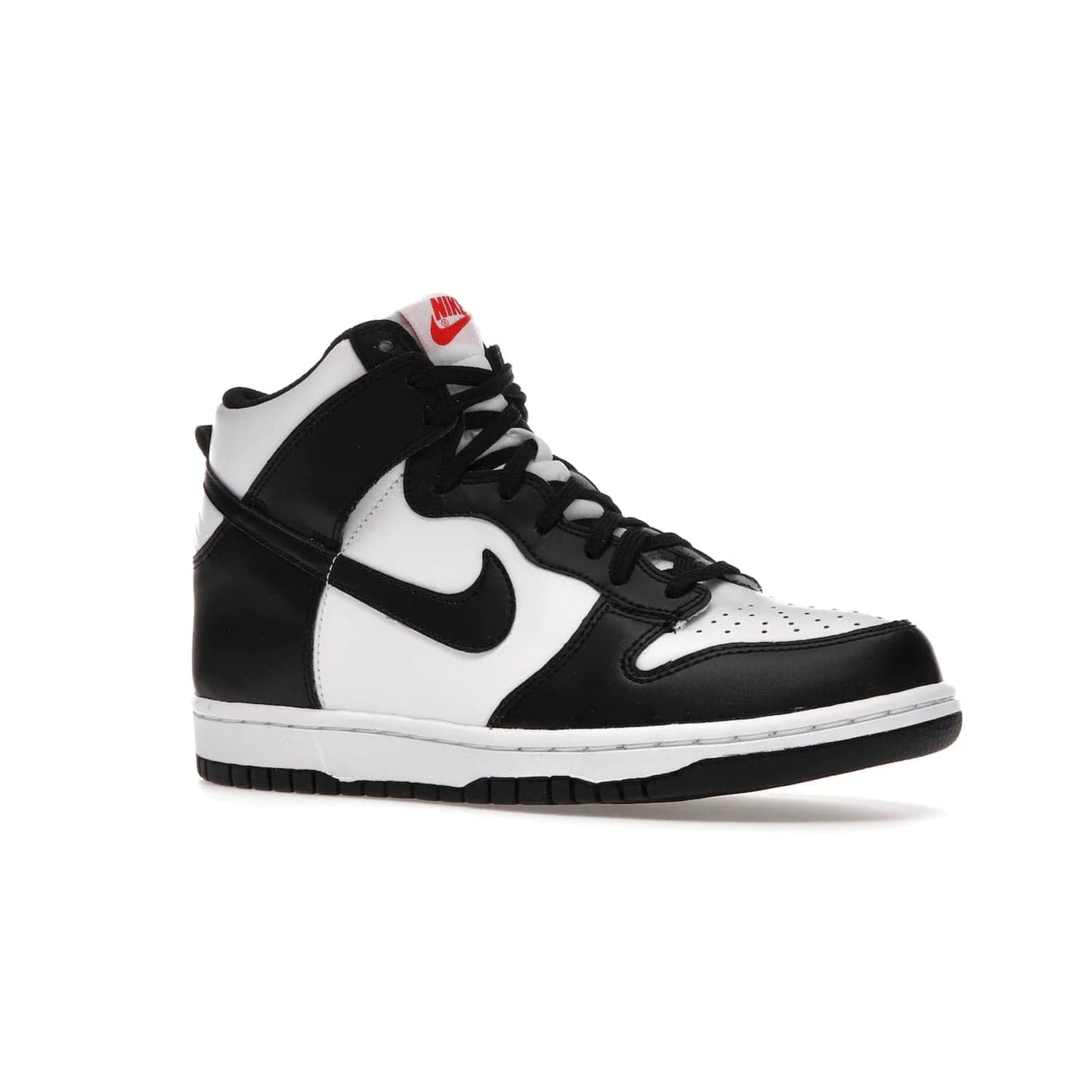 Nike Dunk High Panda (2021) (GS) - Image 4 - Only at www.BallersClubKickz.com - Discover the statement-making Nike Dunk High Panda GS 2021 combining white, black and university red. Crafted with full-grain leather, featuring classic Nike Air Swoosh logo. Available 28/5/2021 at a retail price of $90.