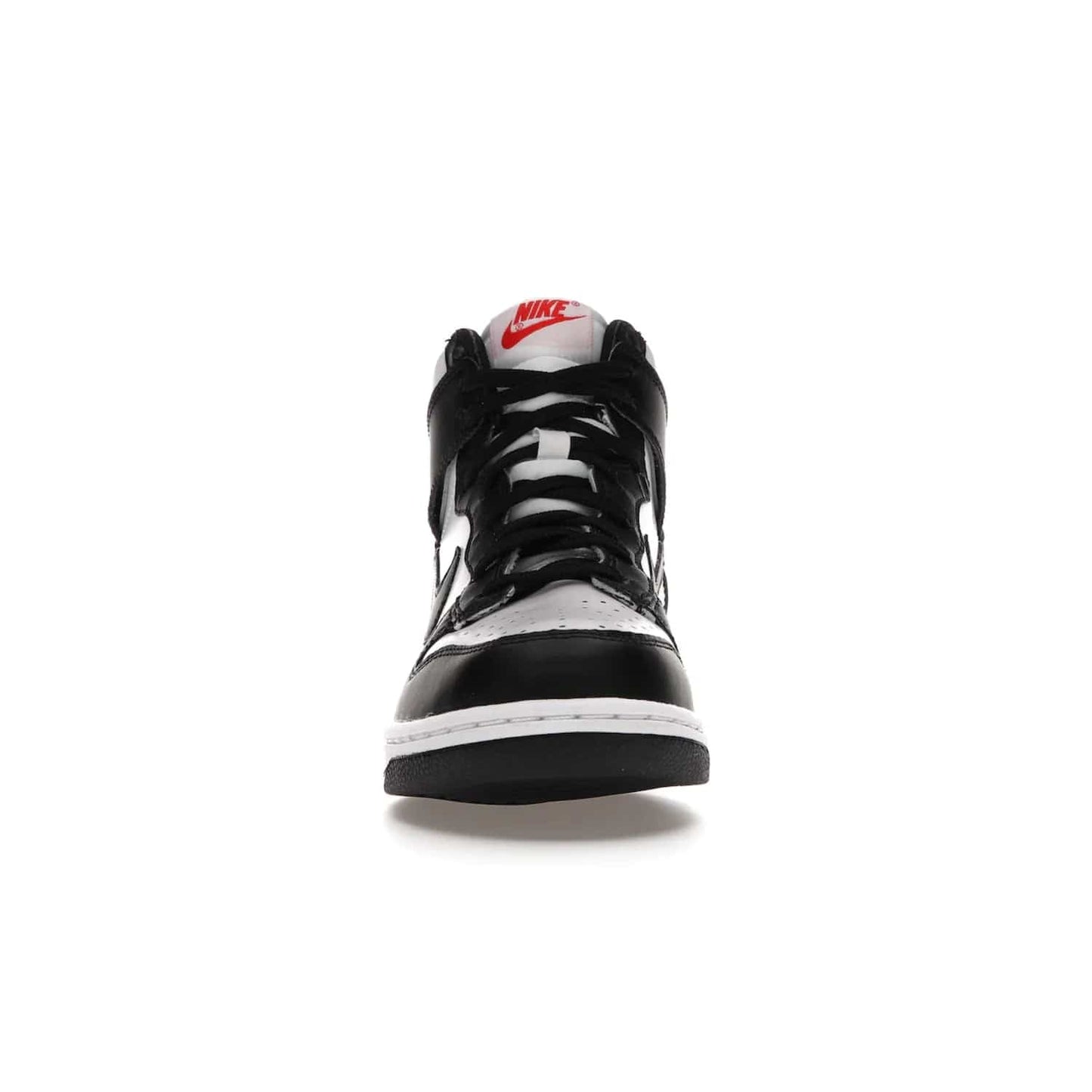 Nike Dunk High Panda (2021) (GS) - Image 10 - Only at www.BallersClubKickz.com - Discover the statement-making Nike Dunk High Panda GS 2021 combining white, black and university red. Crafted with full-grain leather, featuring classic Nike Air Swoosh logo. Available 28/5/2021 at a retail price of $90.