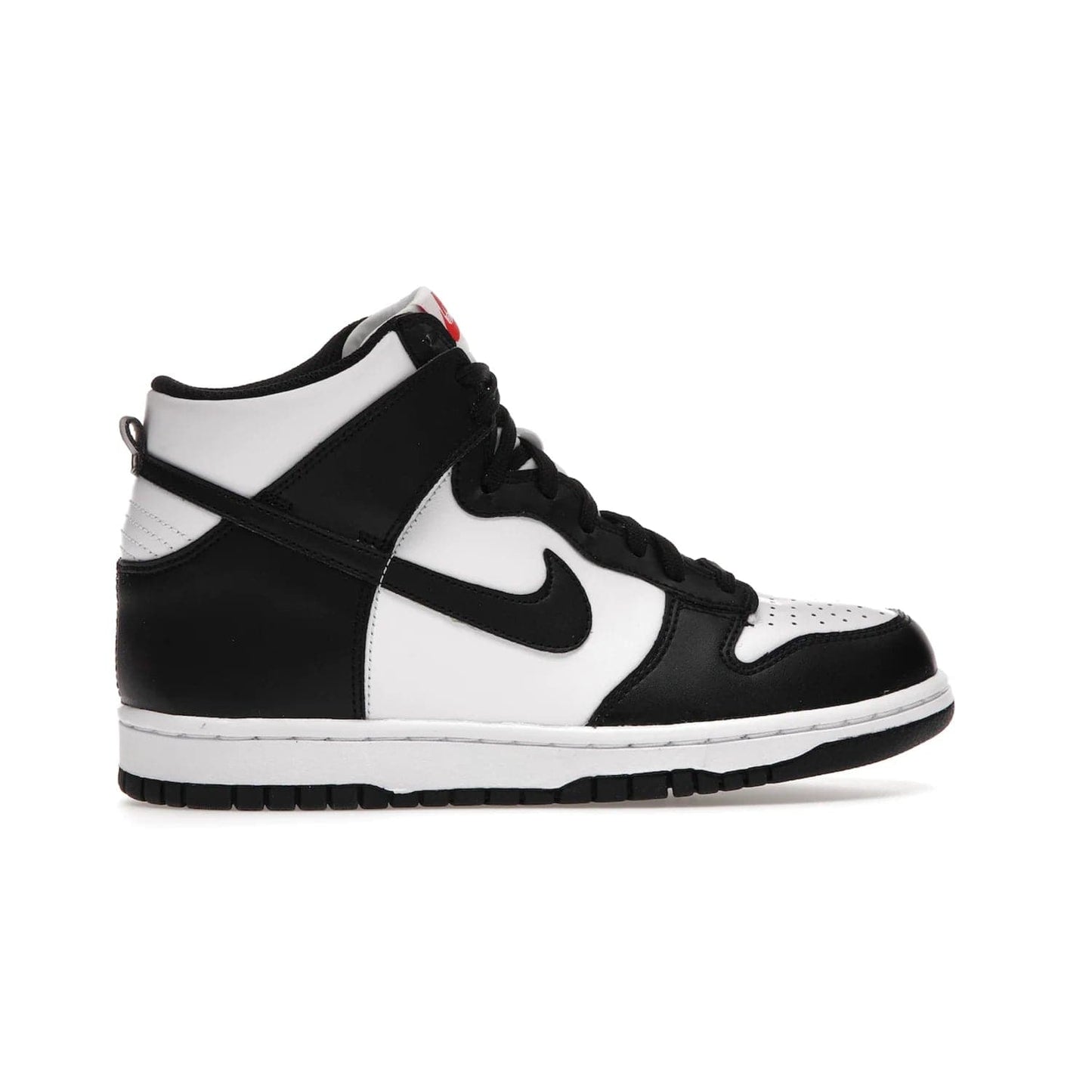 Nike Dunk High Panda (2021) (GS) - Image 36 - Only at www.BallersClubKickz.com - Discover the statement-making Nike Dunk High Panda GS 2021 combining white, black and university red. Crafted with full-grain leather, featuring classic Nike Air Swoosh logo. Available 28/5/2021 at a retail price of $90.