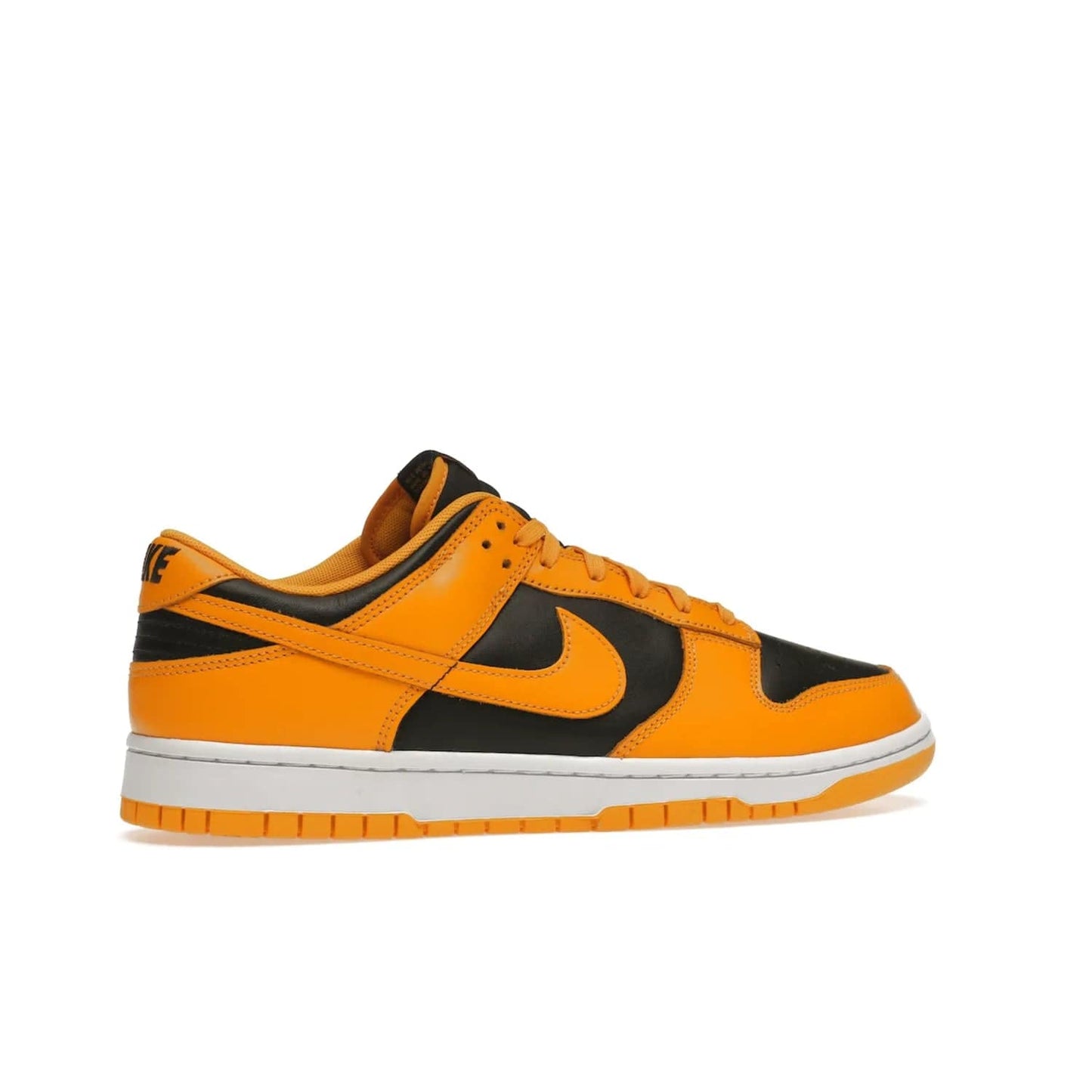 Nike Dunk Low Championship Goldenrod (2021) - Image 35 - Only at www.BallersClubKickz.com - Iconic silhouette Nike Dunk Low is back with a luxe look. Featuring a black upper, goldenrod overlays, and white and yellow Nike Air sole, this retro inspired design is perfect for the sneaker culture enthusiast. Releasing in December 2021 at $100.