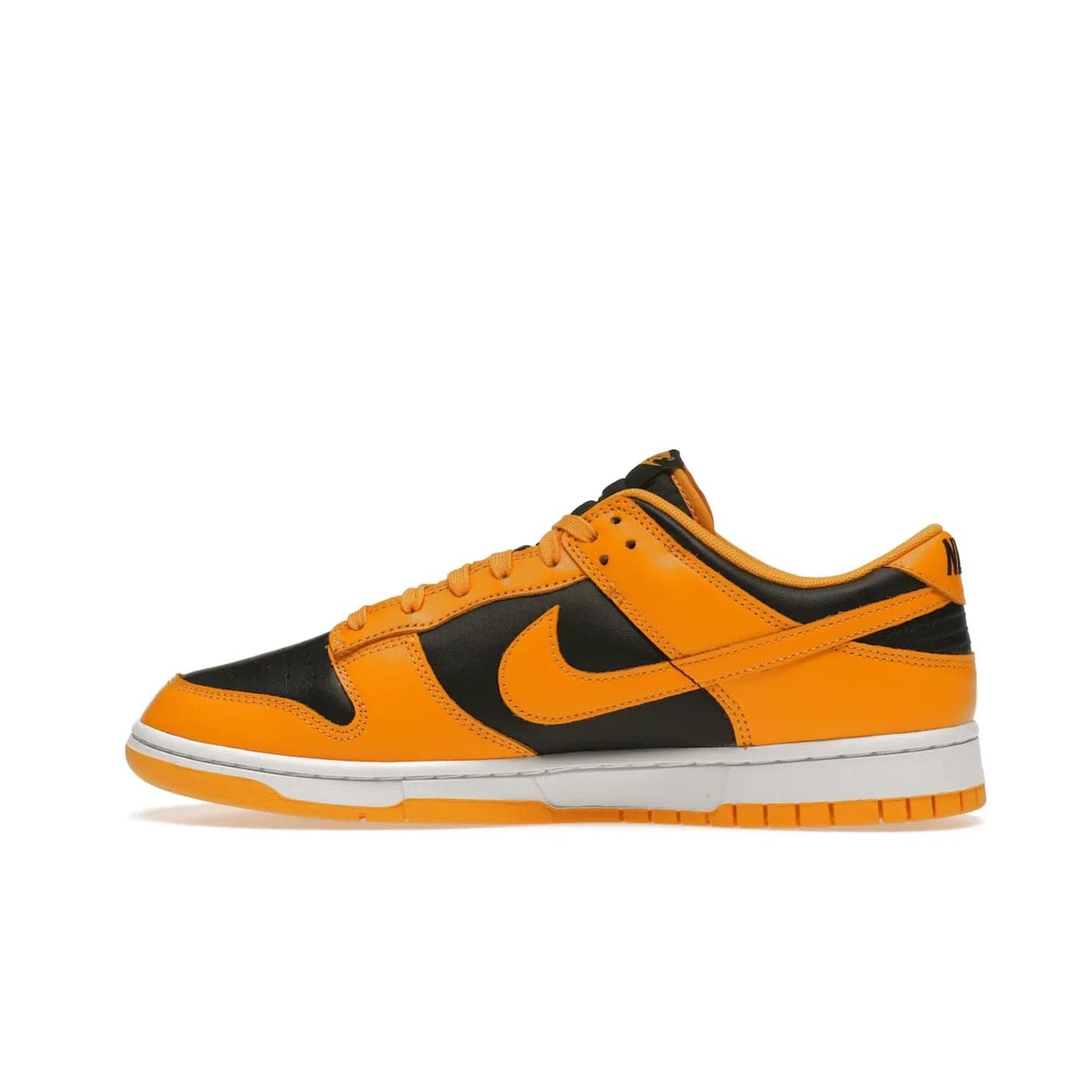 Nike Dunk Low Championship Goldenrod (2021) - Image 20 - Only at www.BallersClubKickz.com - Iconic silhouette Nike Dunk Low is back with a luxe look. Featuring a black upper, goldenrod overlays, and white and yellow Nike Air sole, this retro inspired design is perfect for the sneaker culture enthusiast. Releasing in December 2021 at $100.