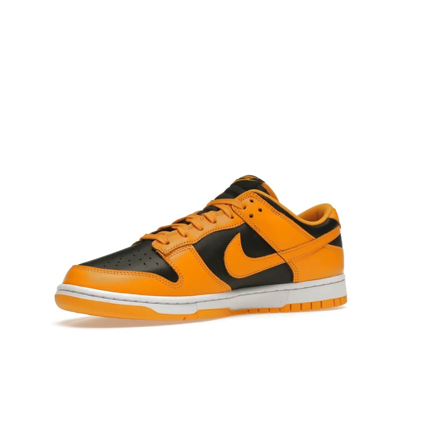 Nike Dunk Low Championship Goldenrod (2021) - Image 16 - Only at www.BallersClubKickz.com - Iconic silhouette Nike Dunk Low is back with a luxe look. Featuring a black upper, goldenrod overlays, and white and yellow Nike Air sole, this retro inspired design is perfect for the sneaker culture enthusiast. Releasing in December 2021 at $100.